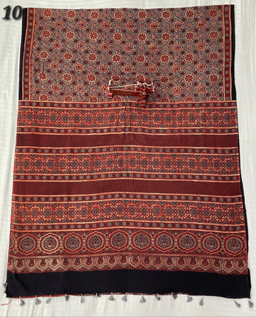 Mal Cotton Ajarakh Natural Dyed Saree RAKHIYO