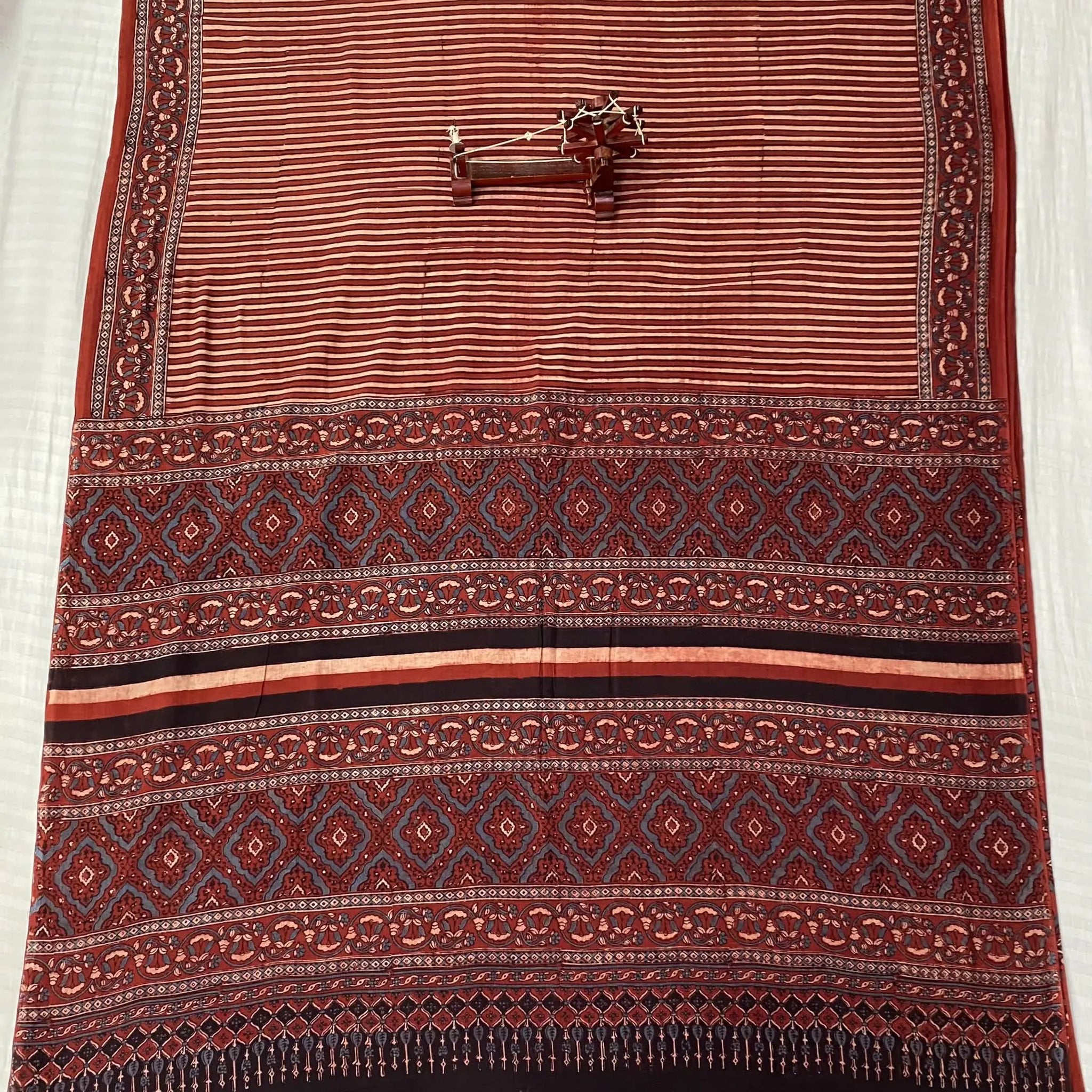 Mal Cotton Ajarakh Natural Dyed Saree RAKHIYO