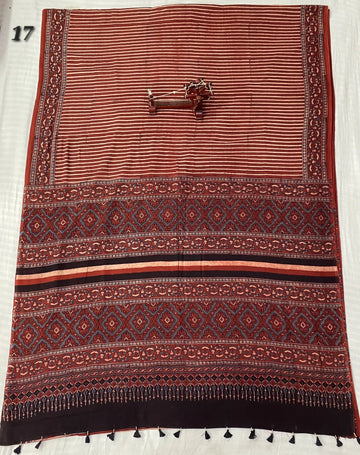 Mal Cotton Ajarakh Natural Dyed Saree RAKHIYO