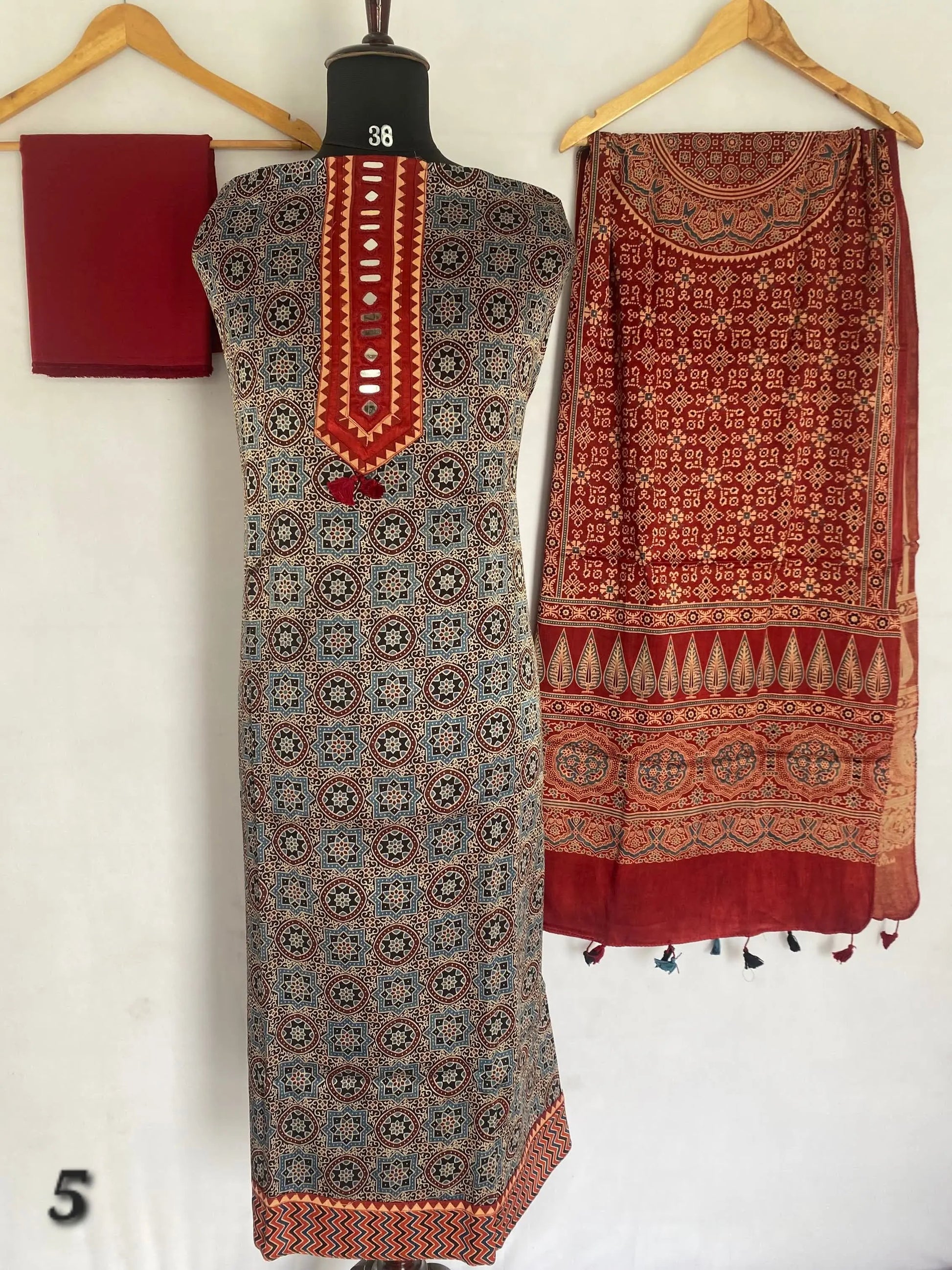 Ajarakh Mashroo Mirror Suit Material RAKHIYO