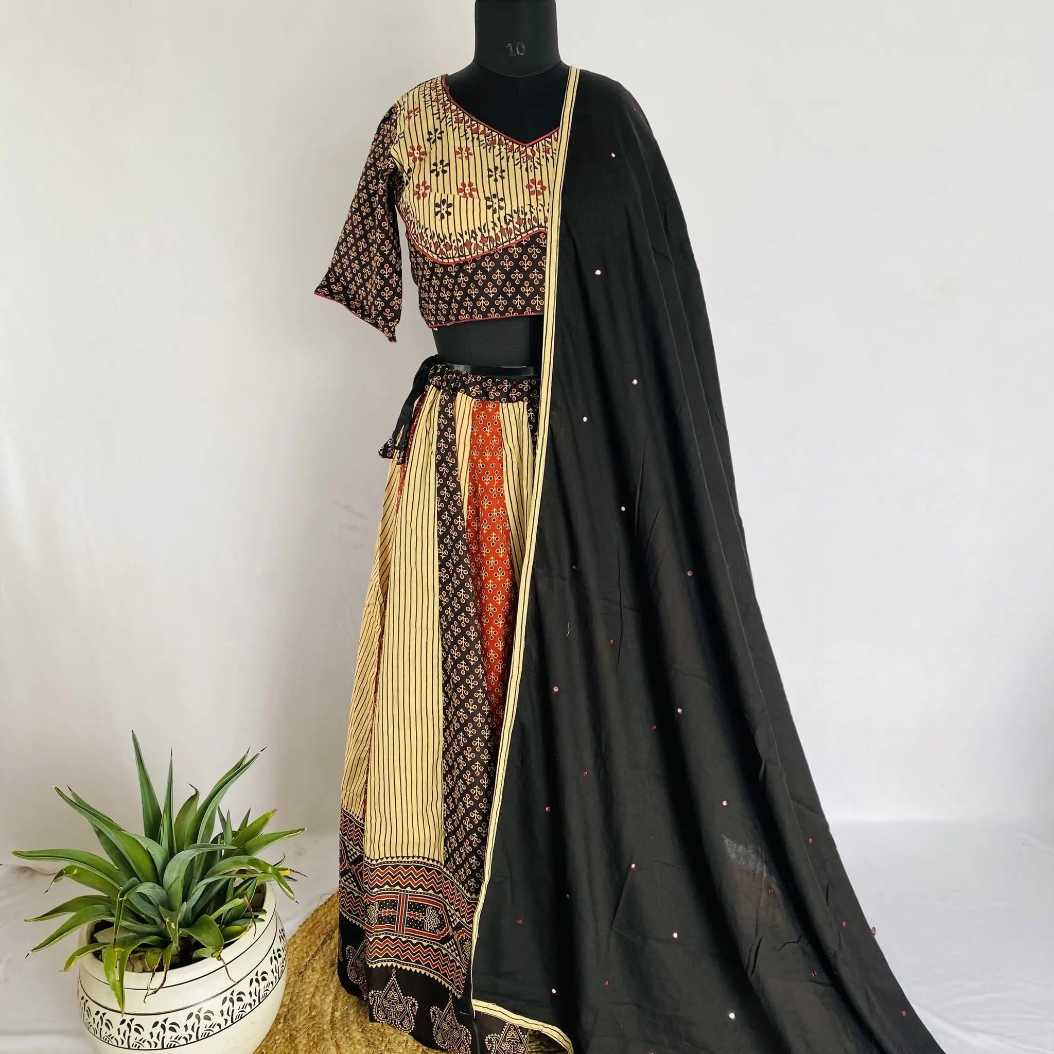 Ajarakh Blockprint Cotton Chaniyacholi RAKHIYO