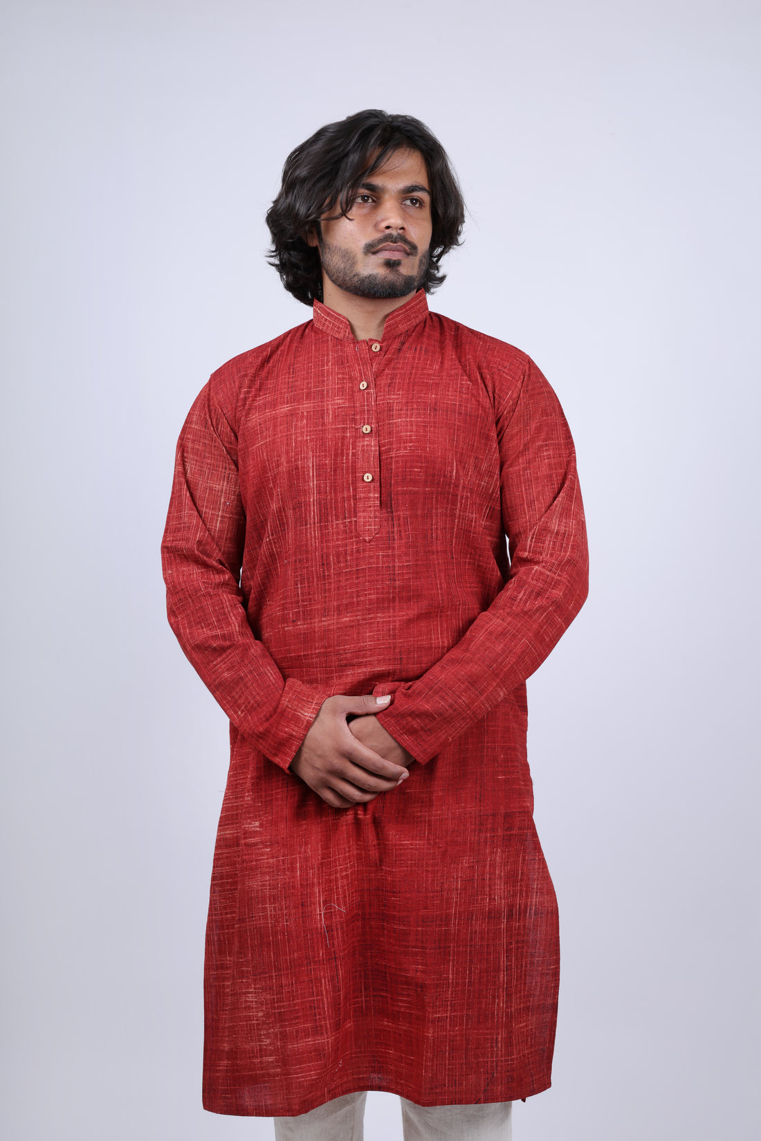Cotton Brush Print Full Sleeves Long Kurta