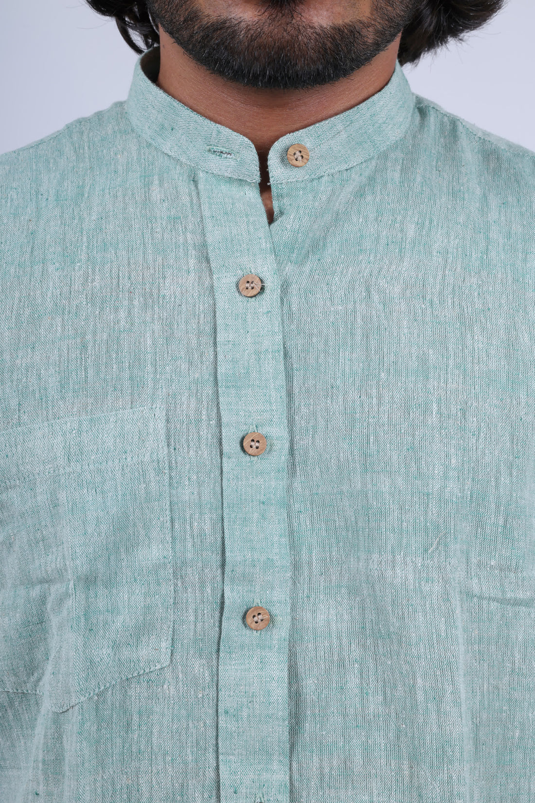 Kala Cotton Pista Mandarin Full Sleeves Shirt