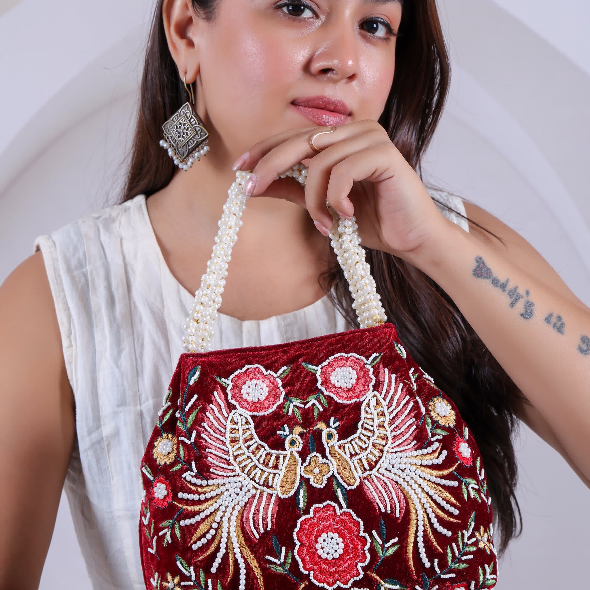 Velvet Bead Potli Bag