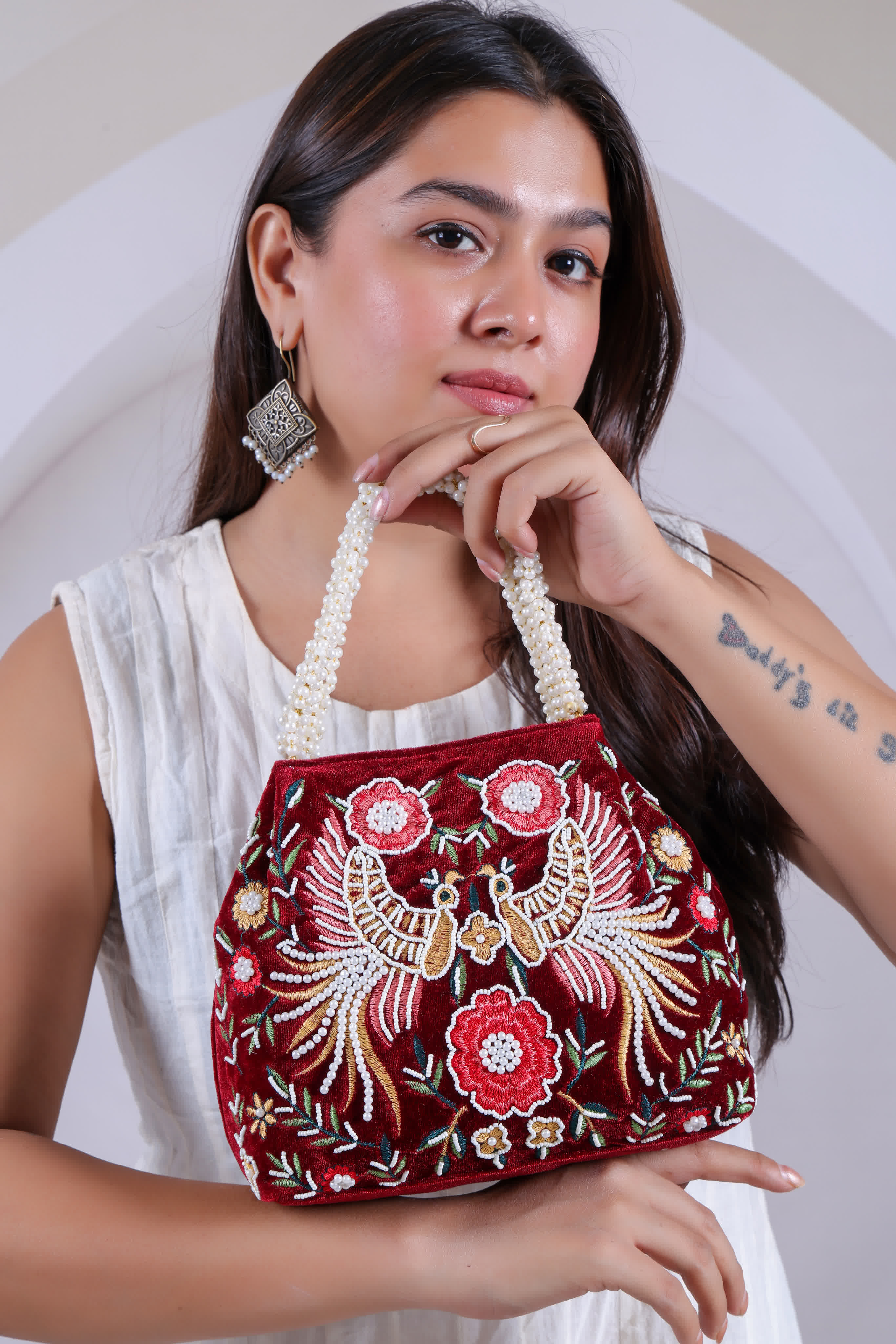 Velvet Bead Potli Bag