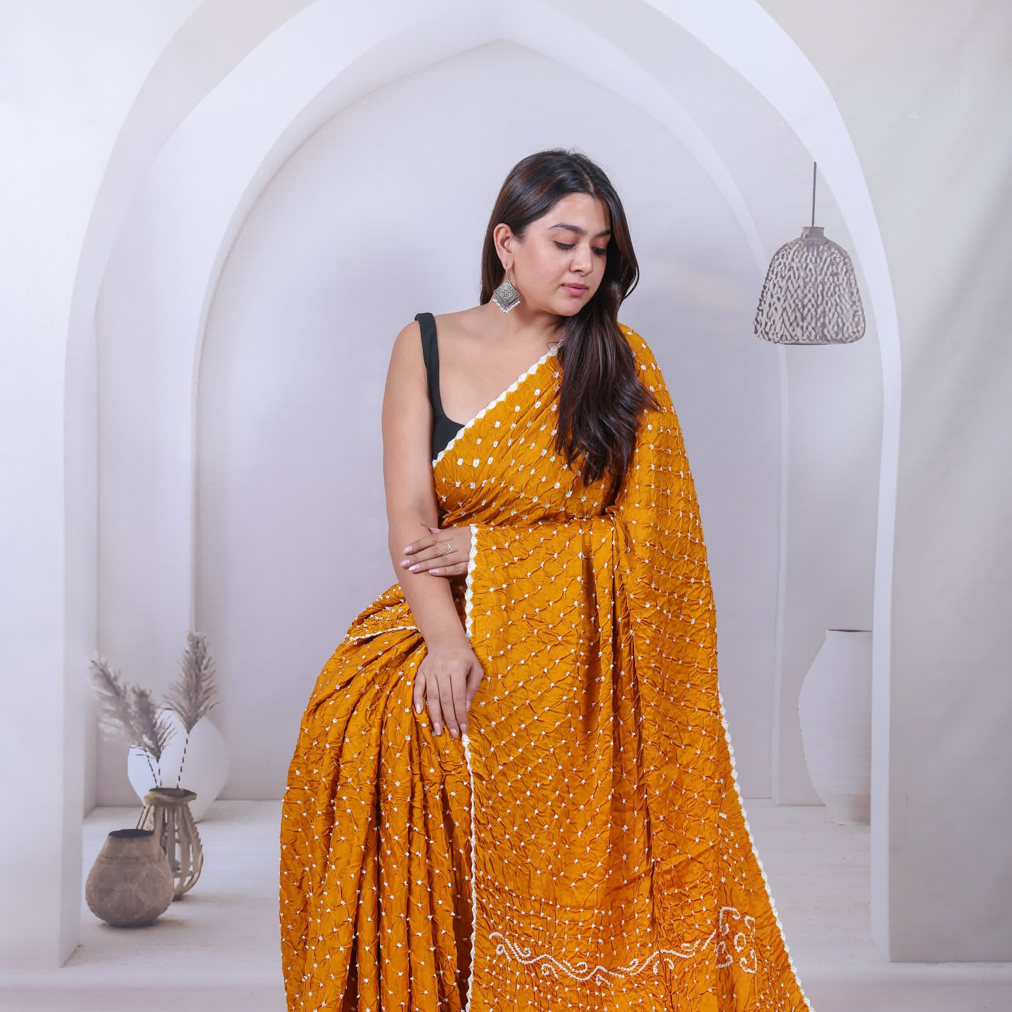 Bandhani Edging Gaji Saree