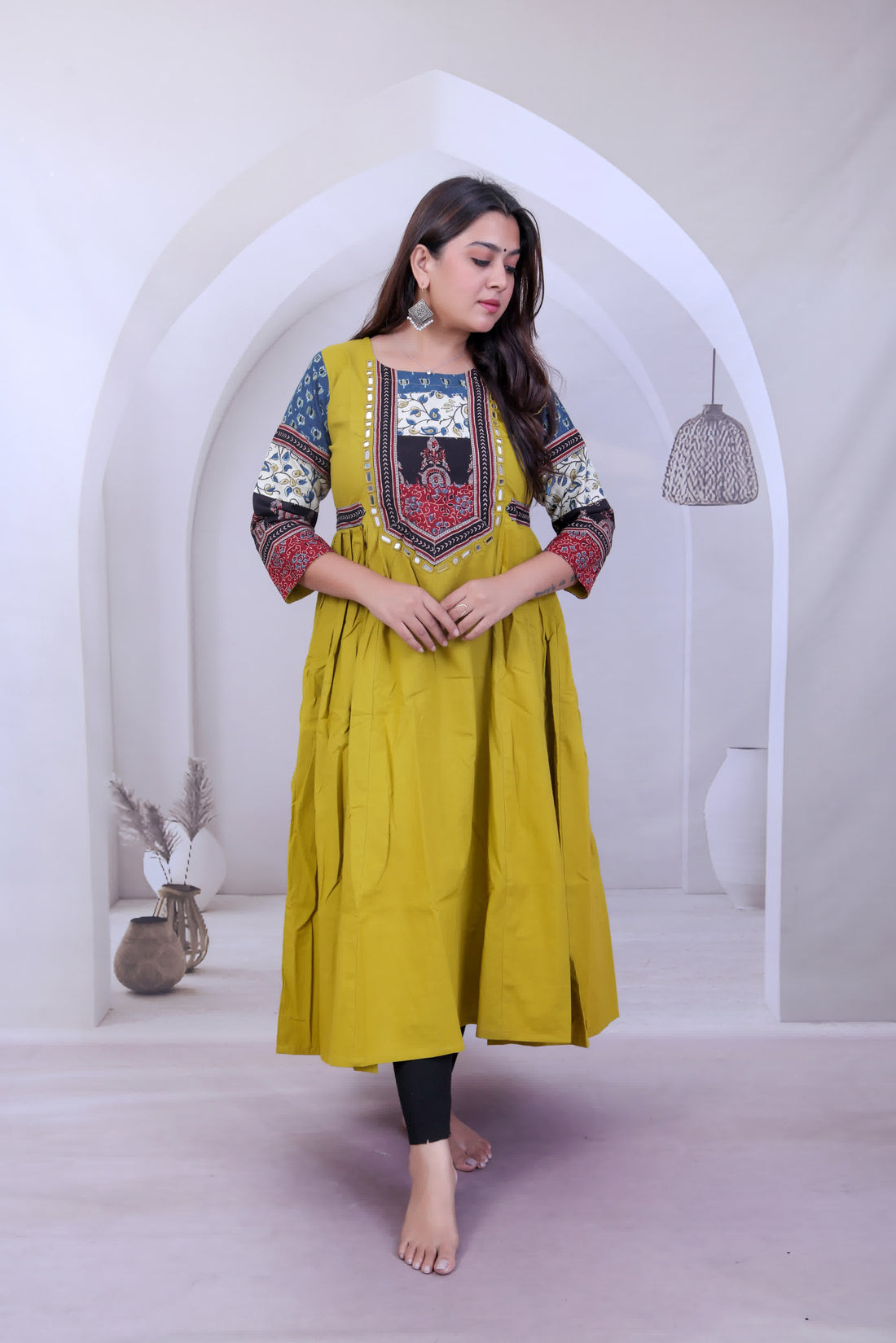 Kaveri Ajarakh Patchwork Multi Cotton Frock One piece
