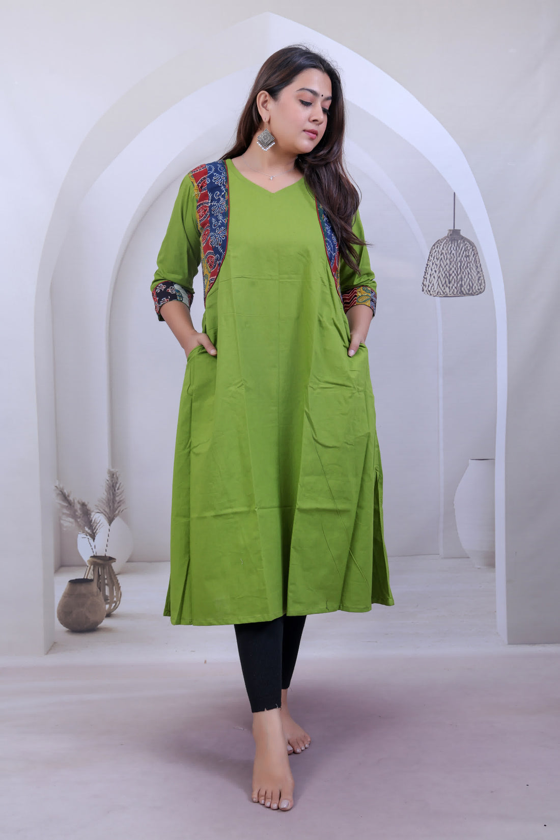Prapti Jacket style Parrot Cotton Kurti