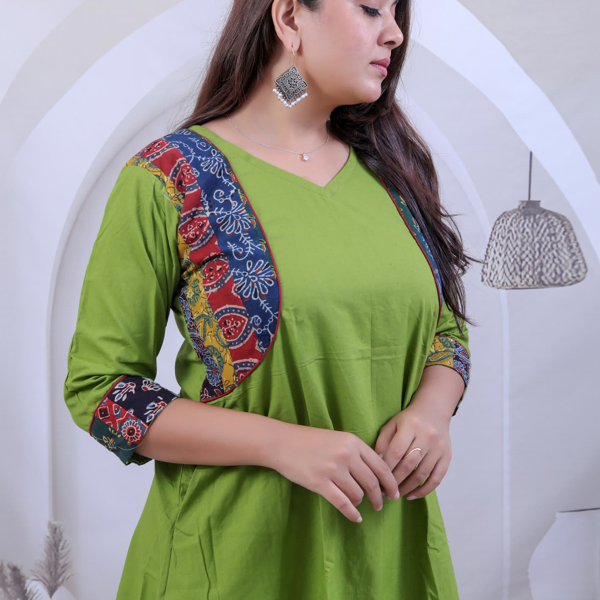 Prapti Jacket style Parrot Cotton Kurti