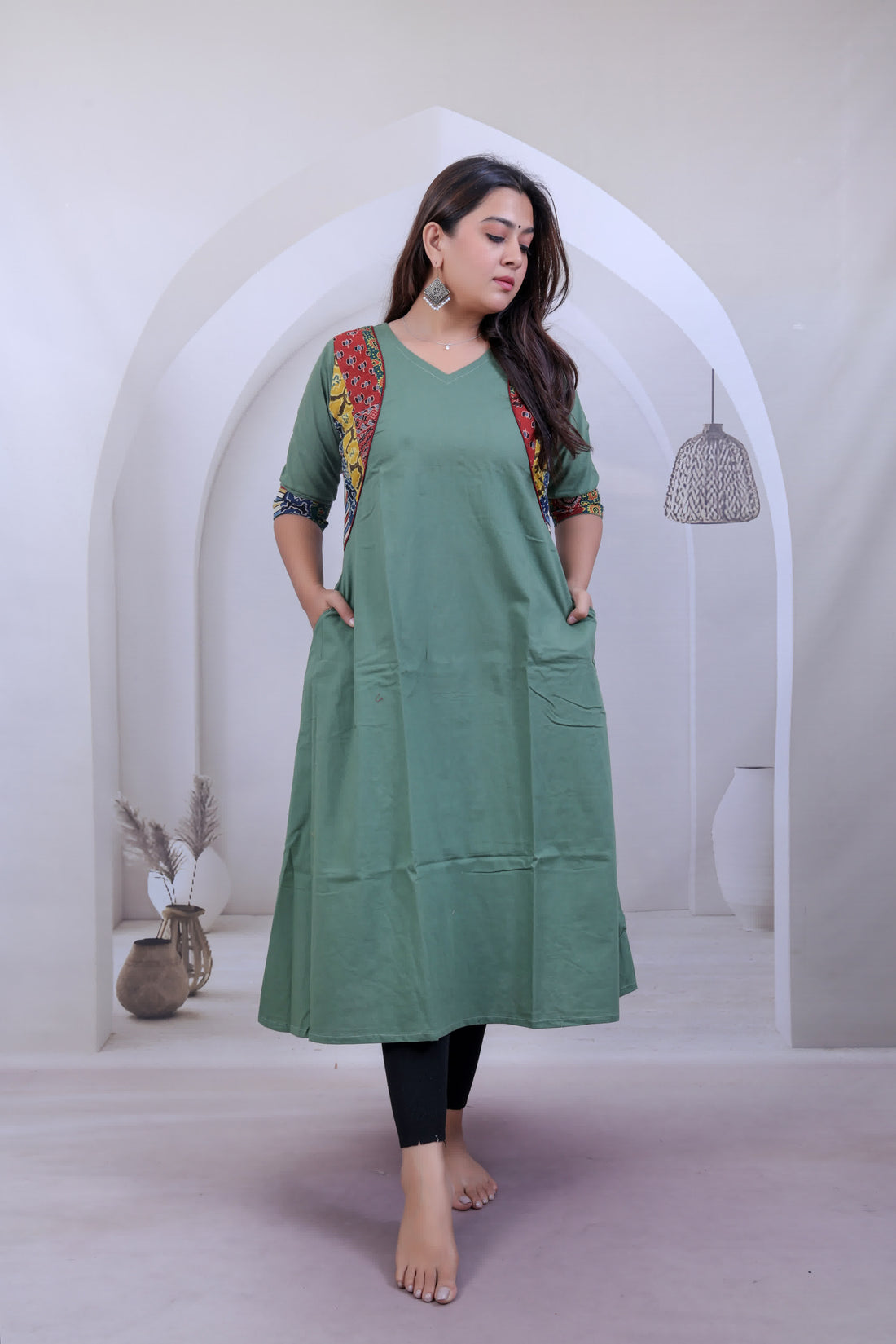 Prapti Jacket style Sea Green Cotton Kurti