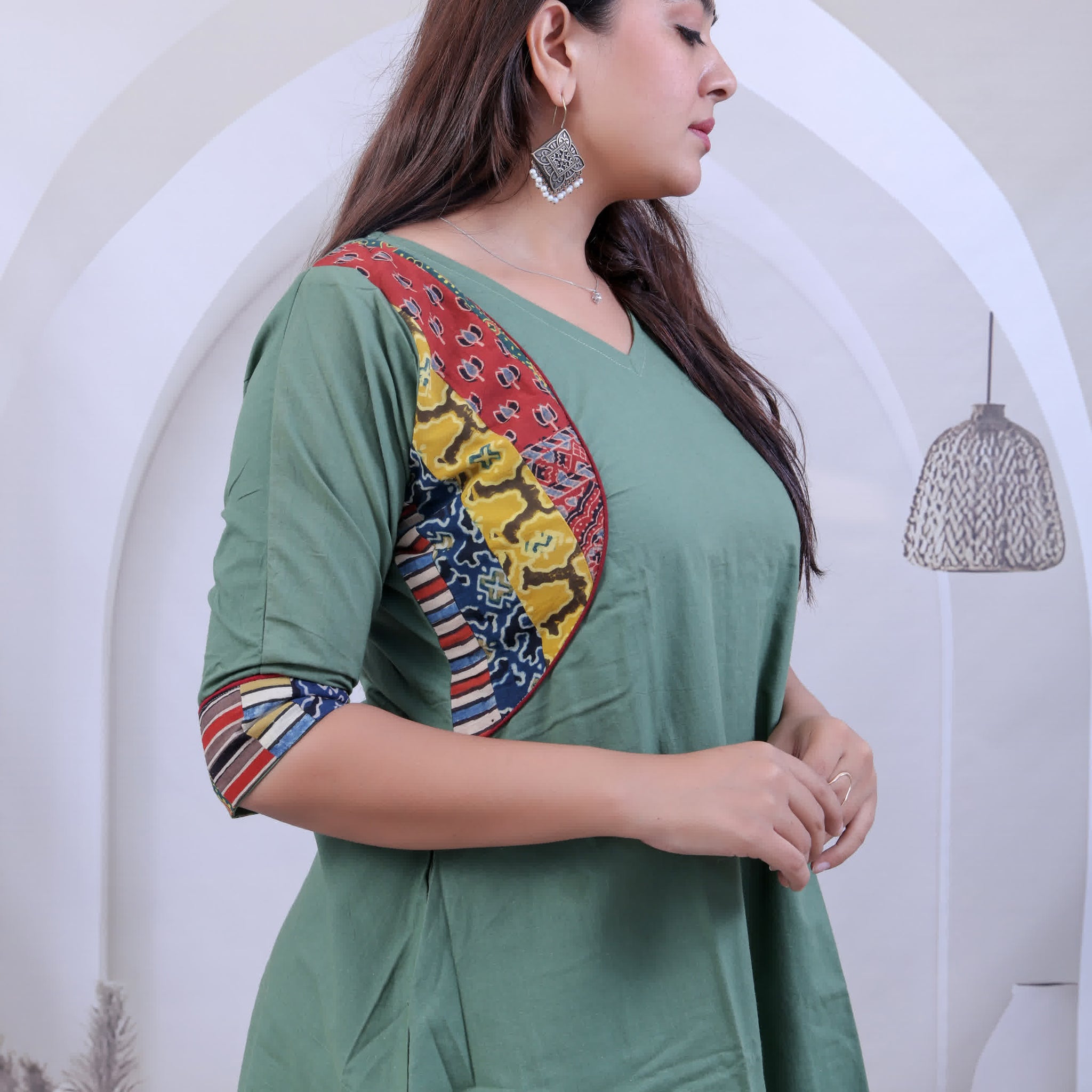 Prapti Jacket style Sea Green Cotton Kurti