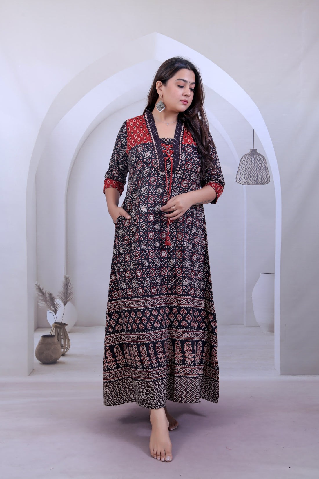 Kasis Ajarakh Cotton One Piece Kurti