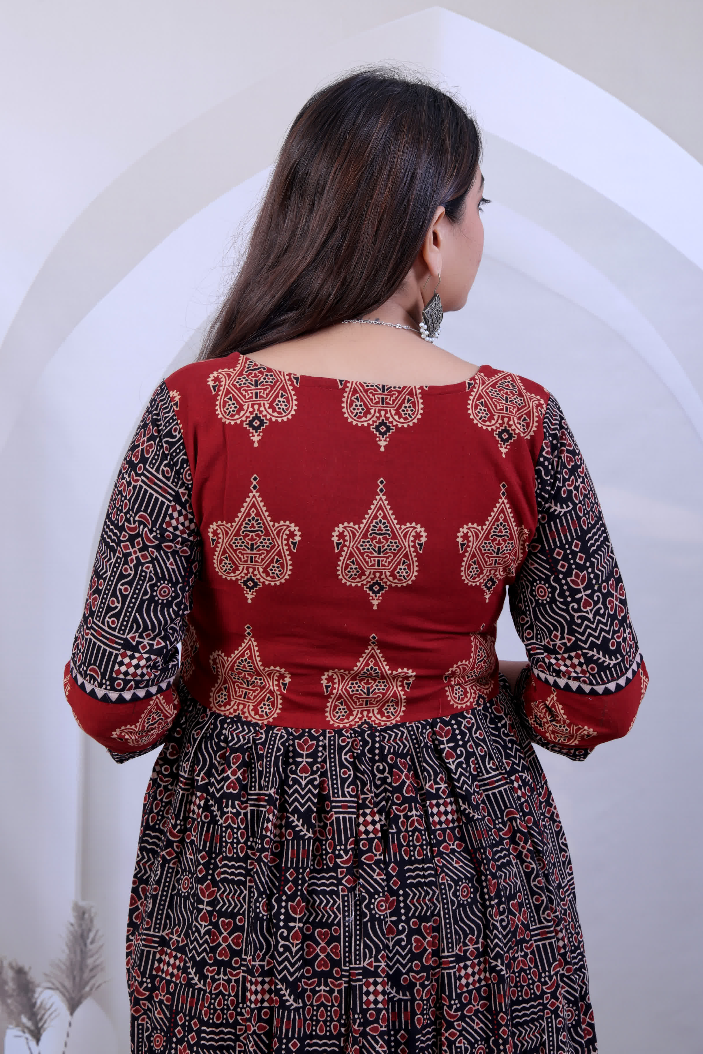 Vrunda Varli Ajarakh Cotton Frock Kurti