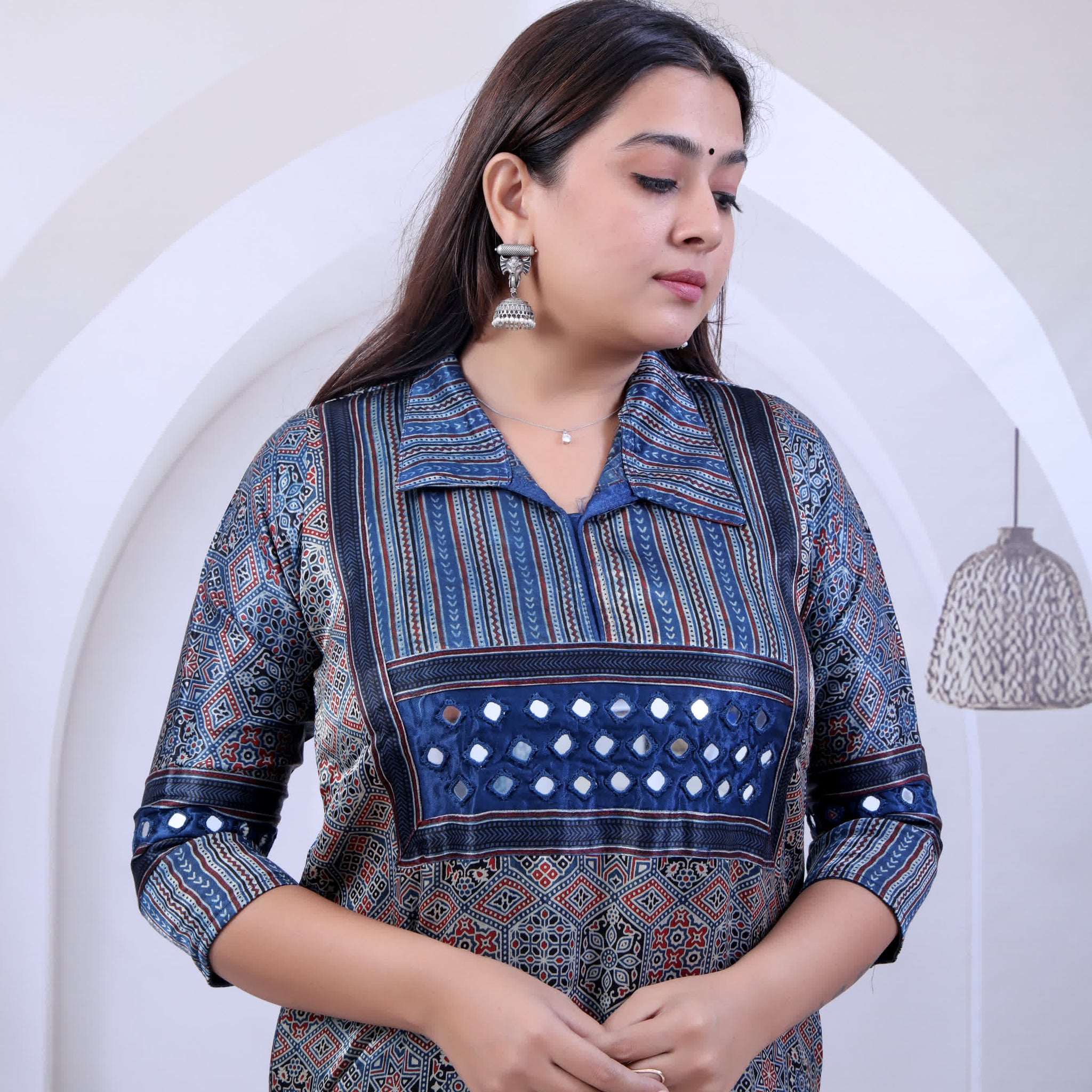 Sreya Ajarakh Mirror Collar Mashroo Silk Kurti RAKHIYO