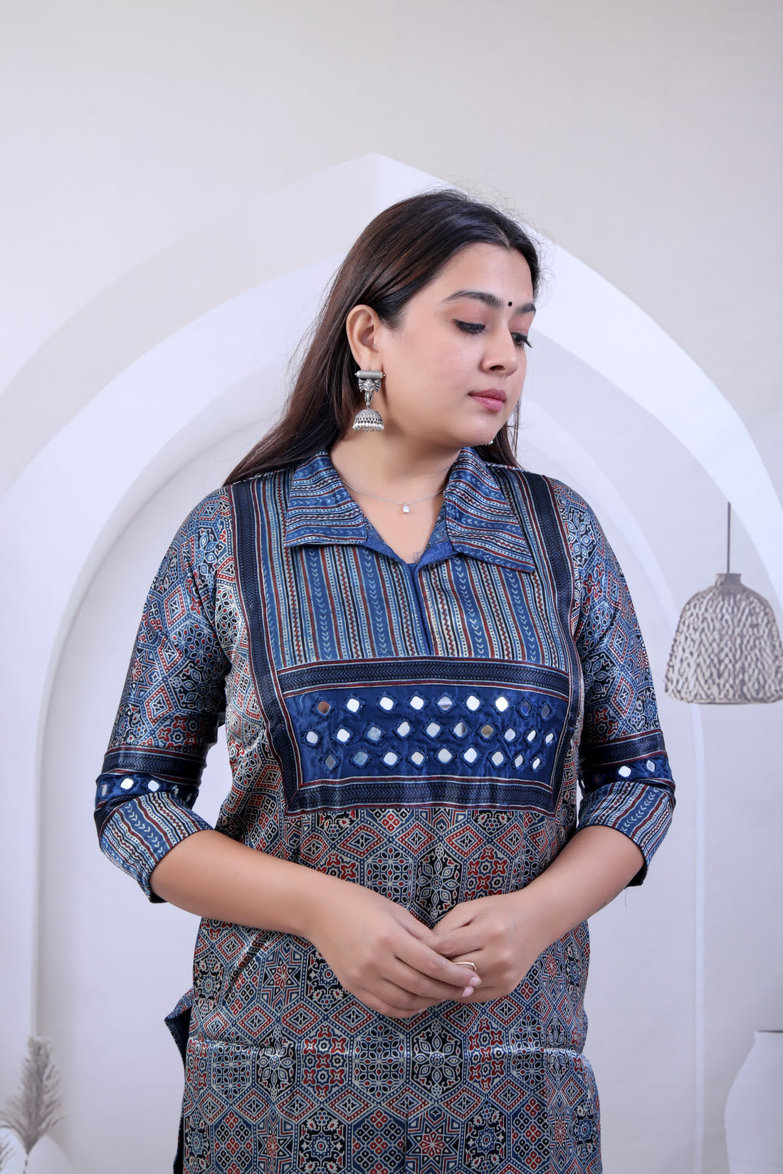 Sreya Ajarakh Mirror Collar Mashroo Silk Kurti RAKHIYO