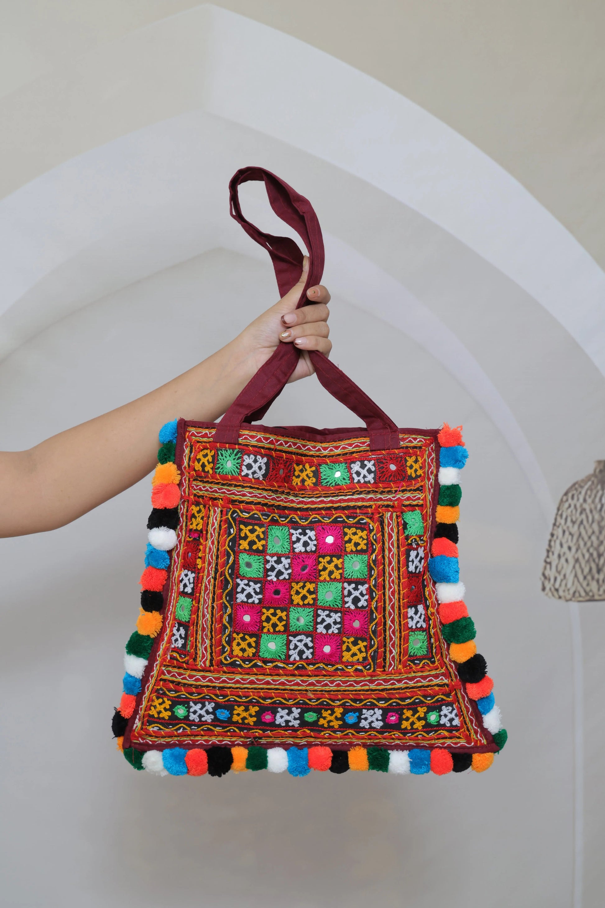 Kutchh Handwork kalas Pom Shoulder Bag RAKHIYO