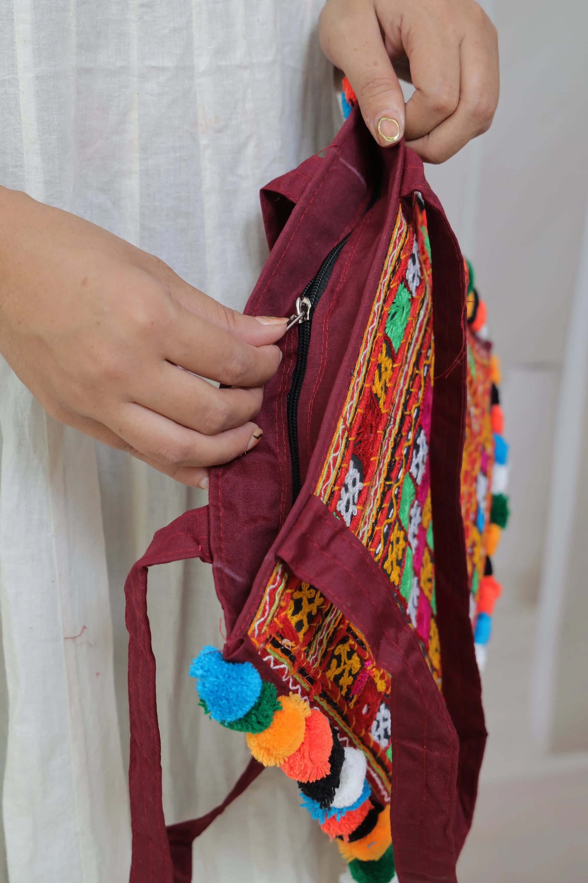 Kutchh Handwork kalas Pom Shoulder Bag RAKHIYO