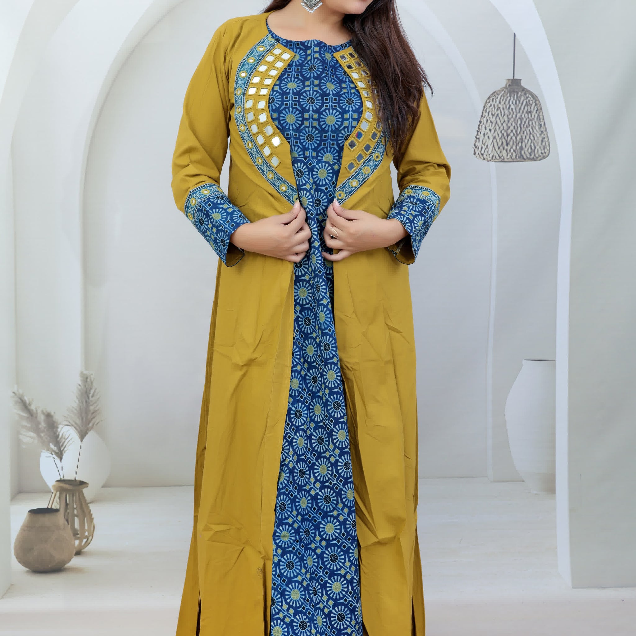 Naira Ajarakh One Piece & Mirror Shrug Cotton Kurti