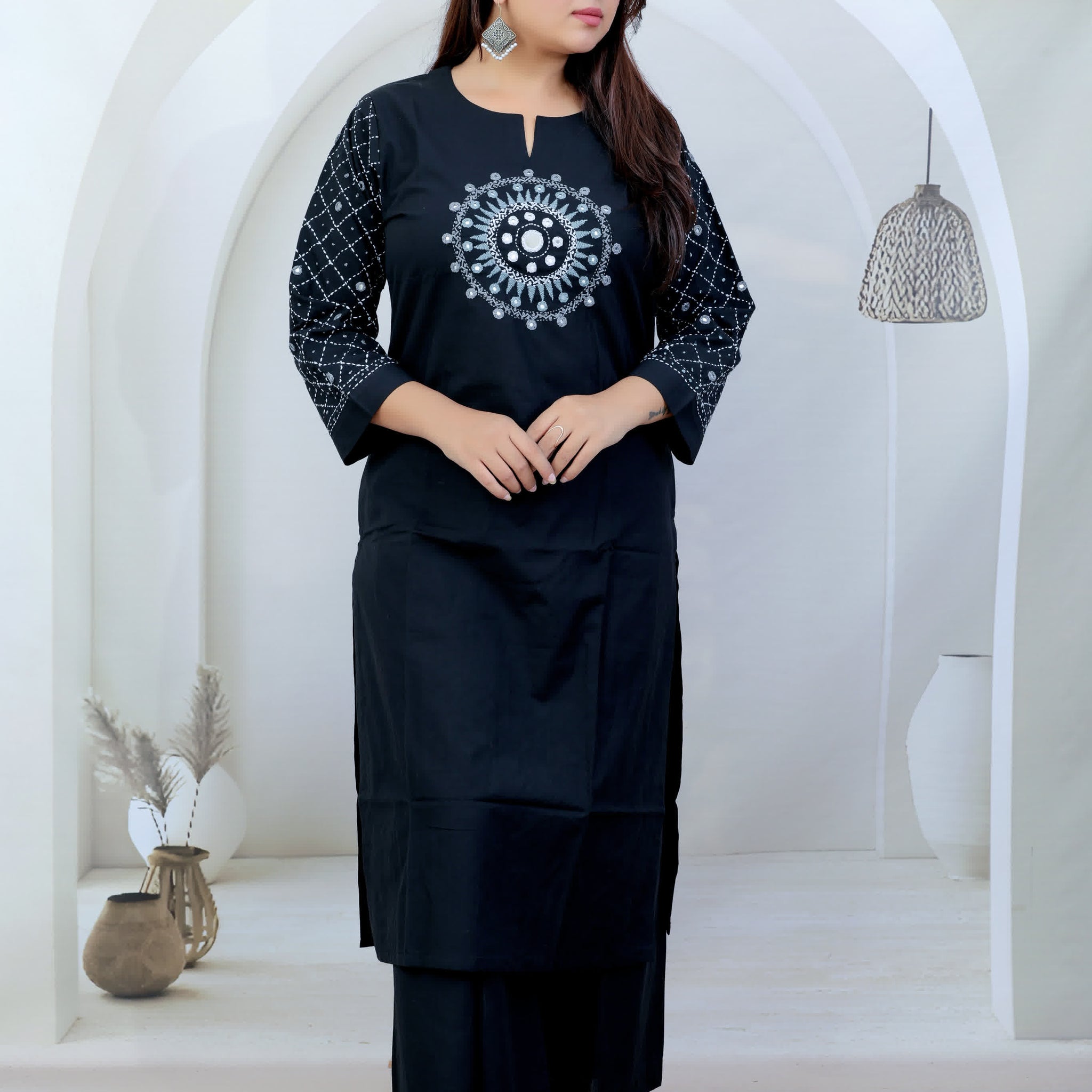 Akriti Embroidered Soft Cotton Kurti Set