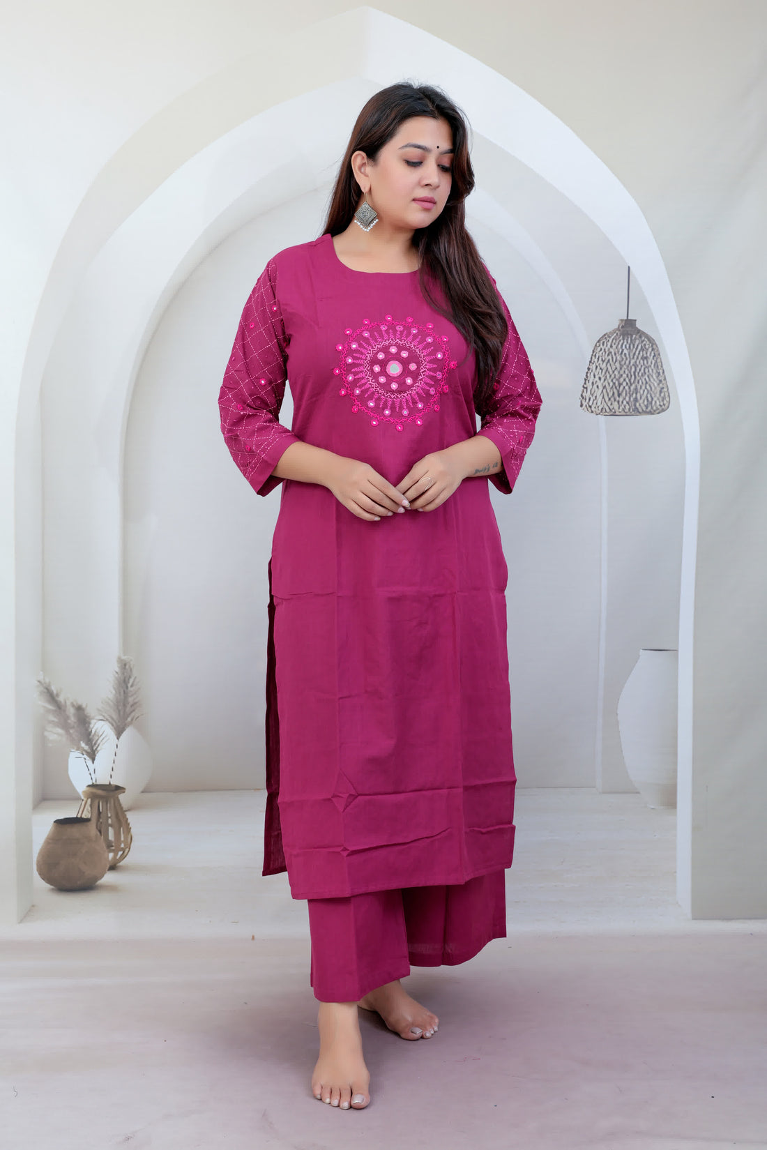 Akriti Embroidered Soft Cotton Kurti Set