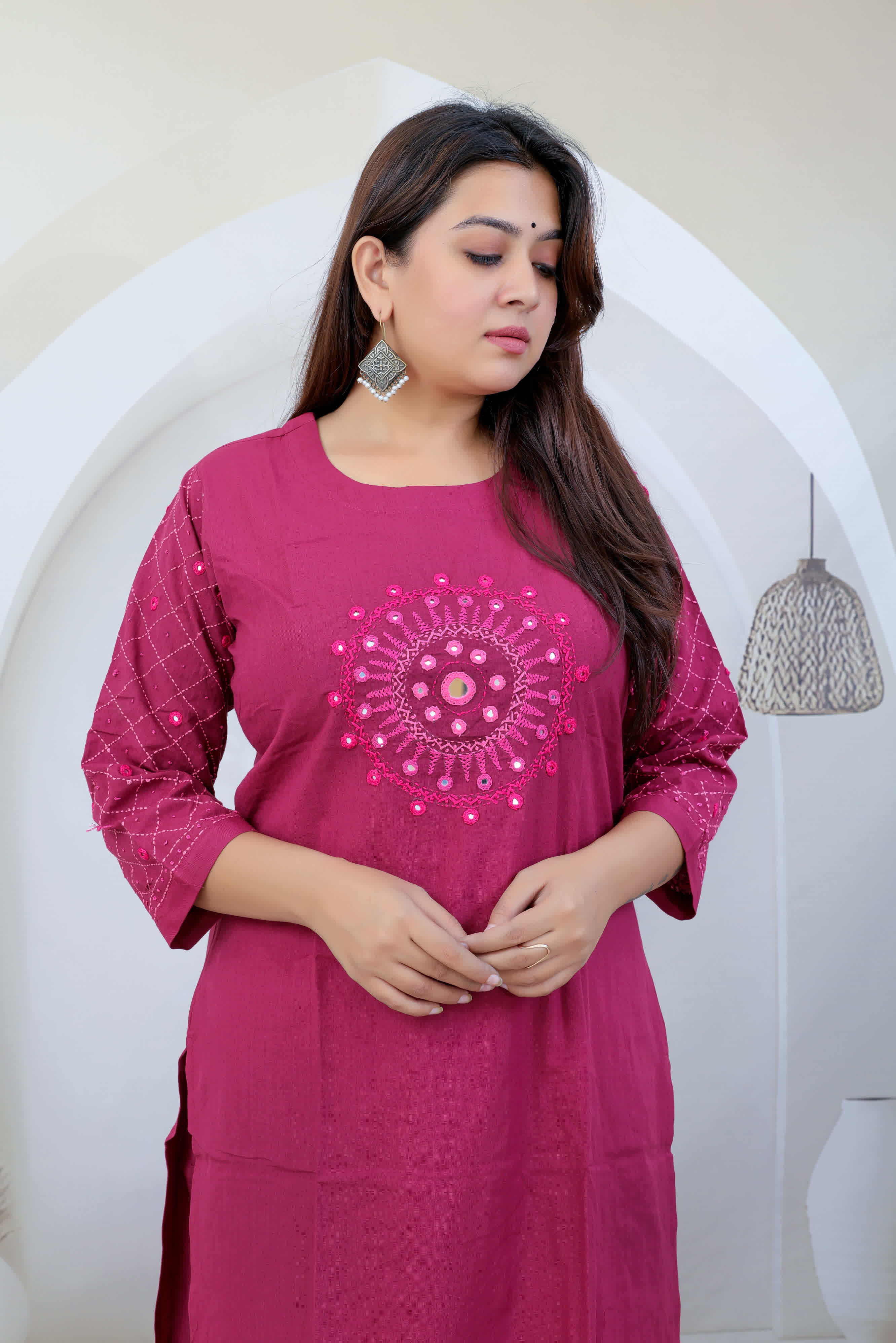 Akriti Embroidered Soft Cotton Kurti Set