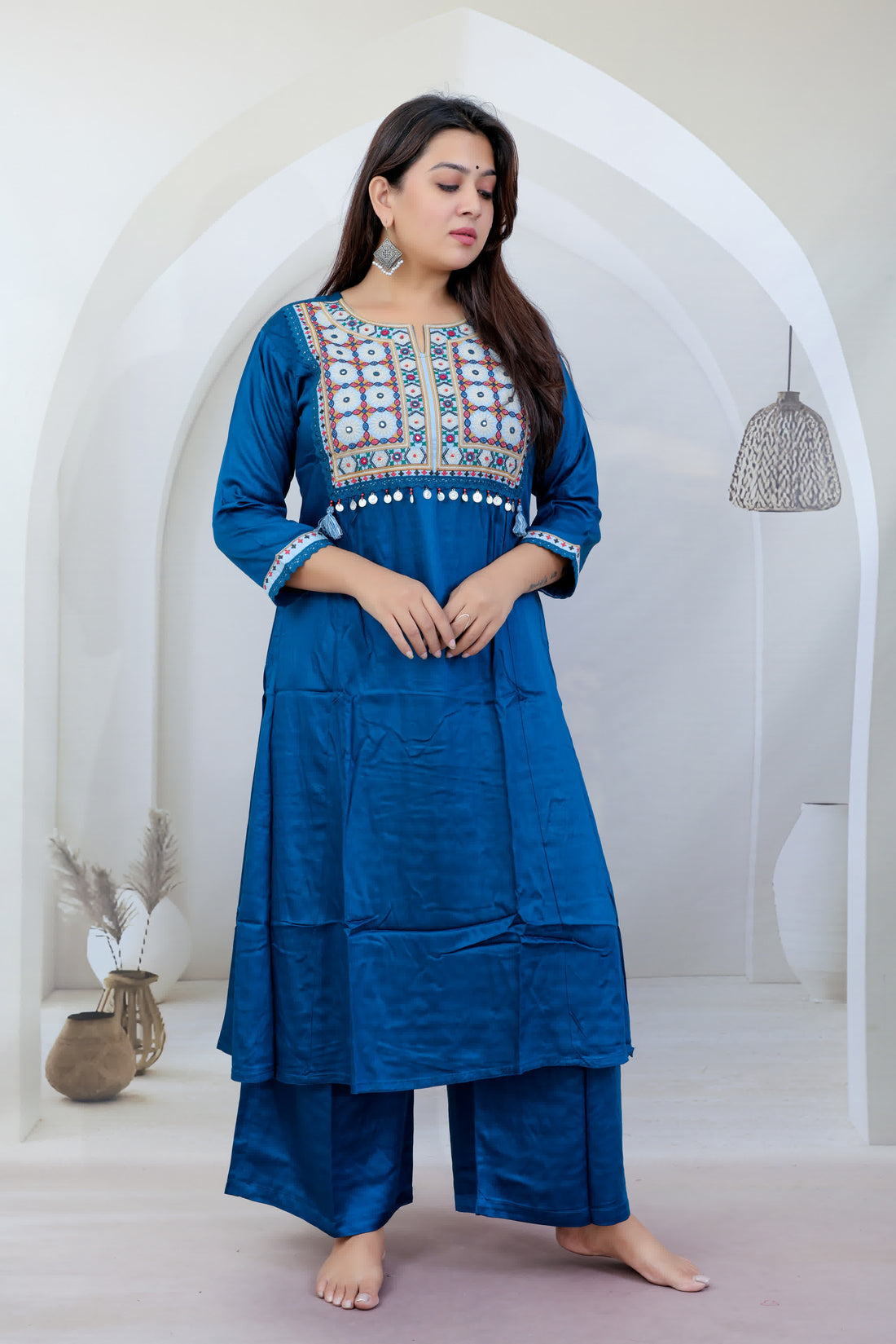 Ravya Soft Muslin Cotton Kutch Embroidered Kurti Set