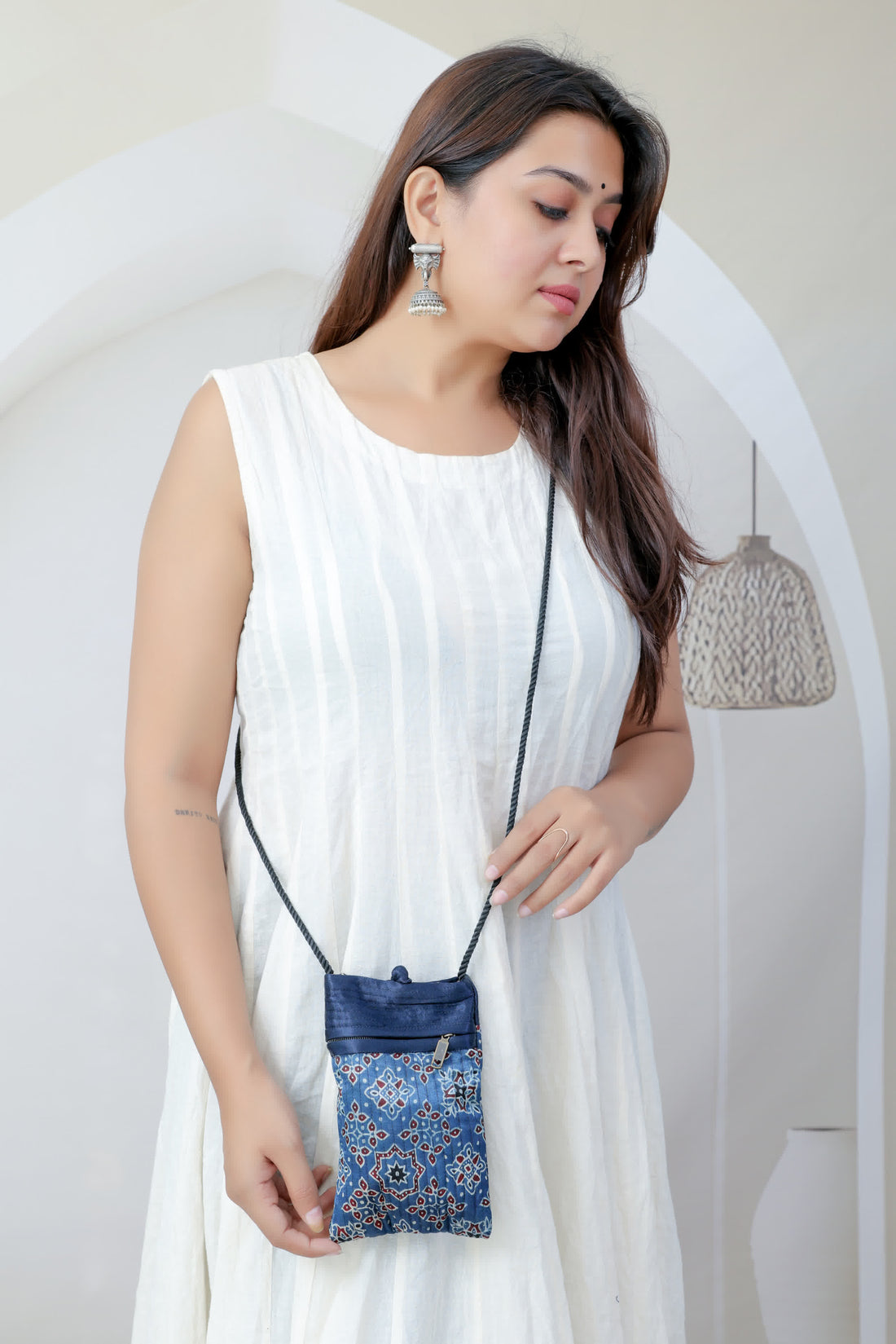 Ajarakh Mashroo Silk Mobile Sling