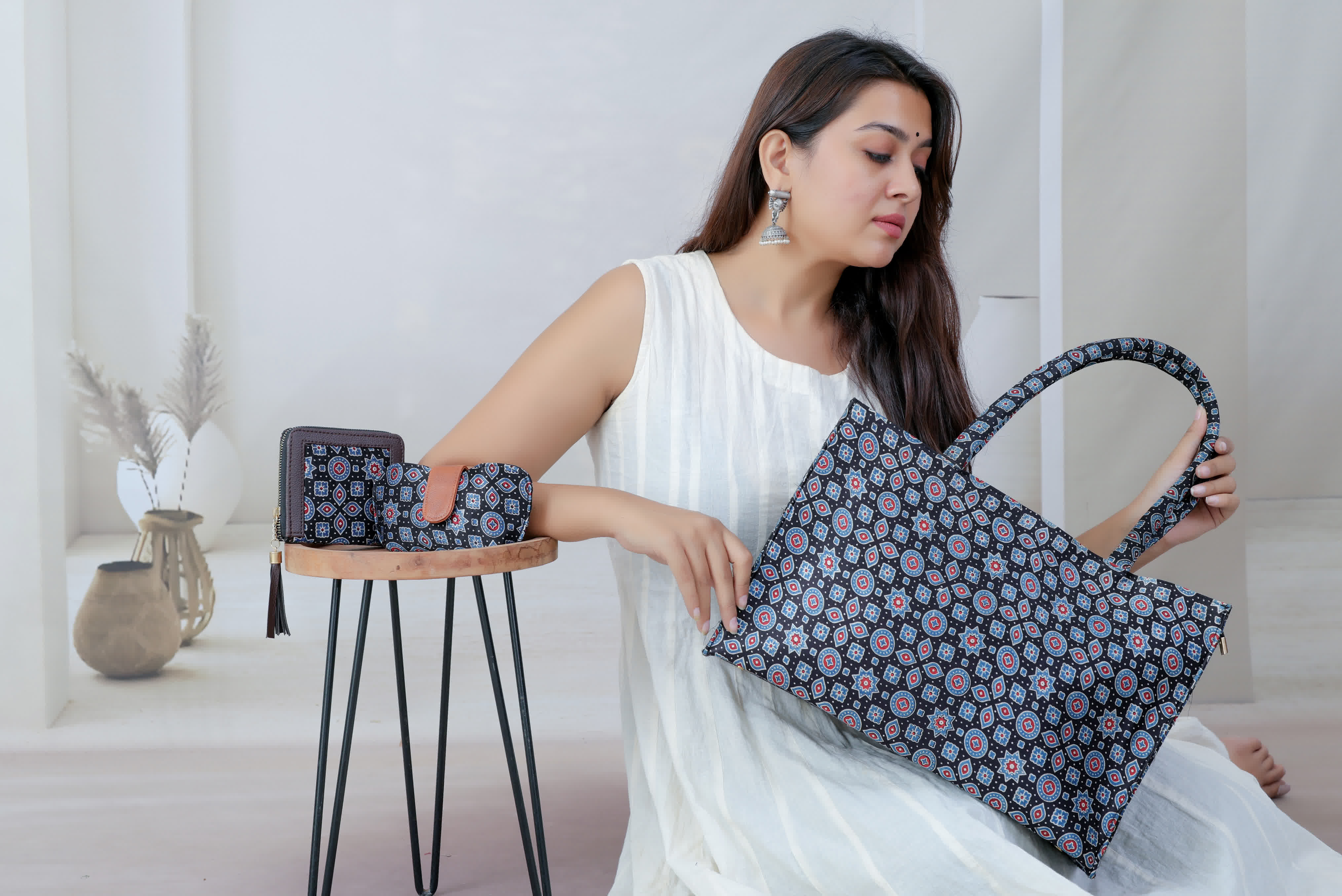 Ajarakh Tote 3 Piece Combo