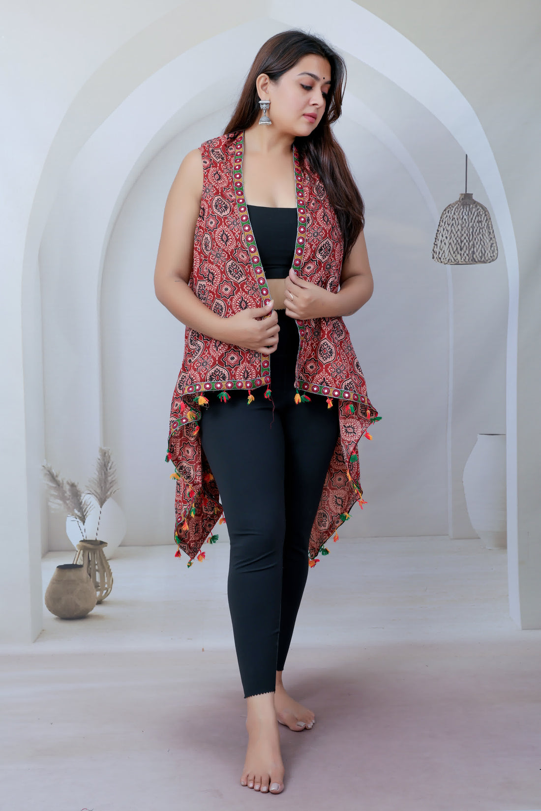 Badam Design Ajarakh Soft Cotton Shrug