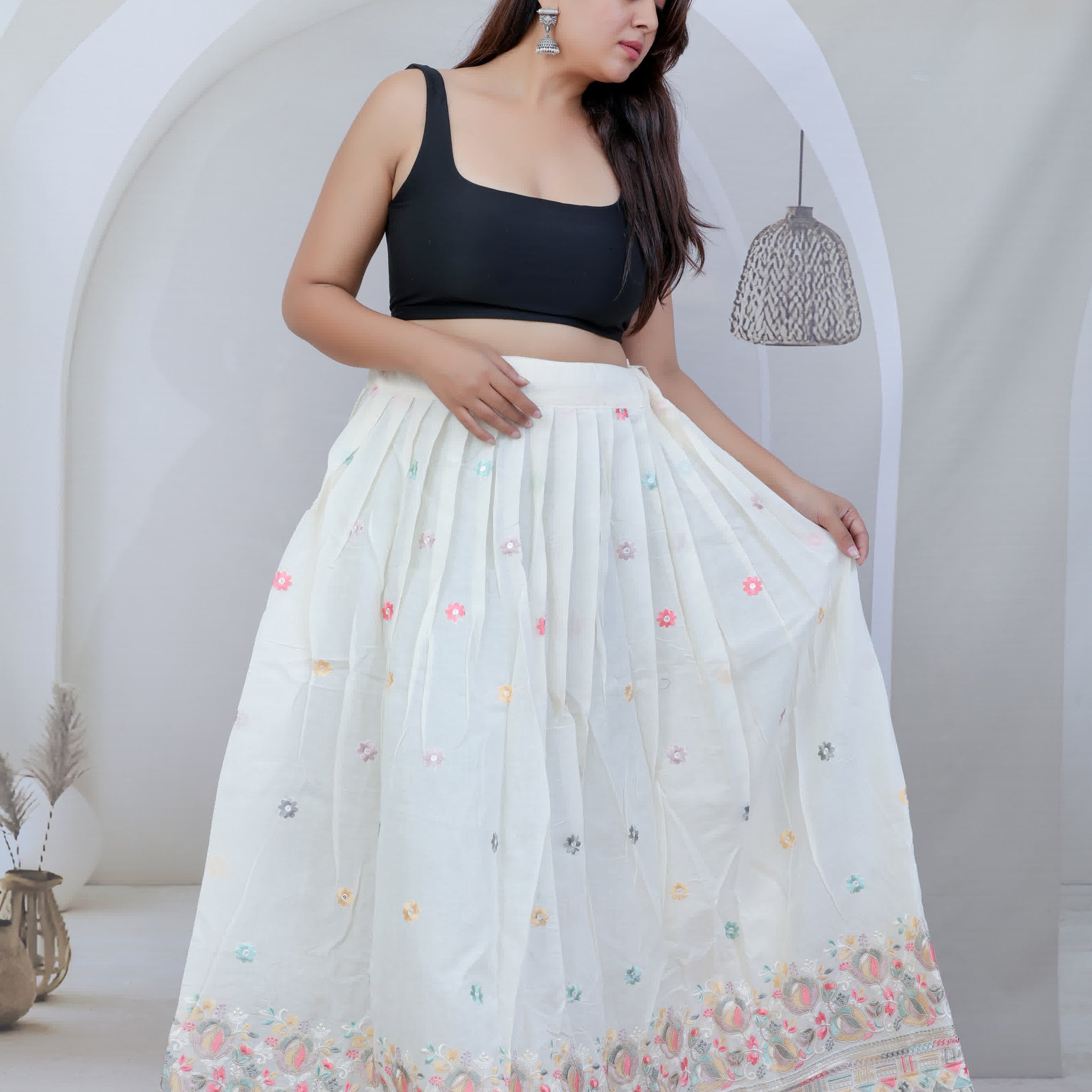 Khadi cotton Embroidered Lahenga