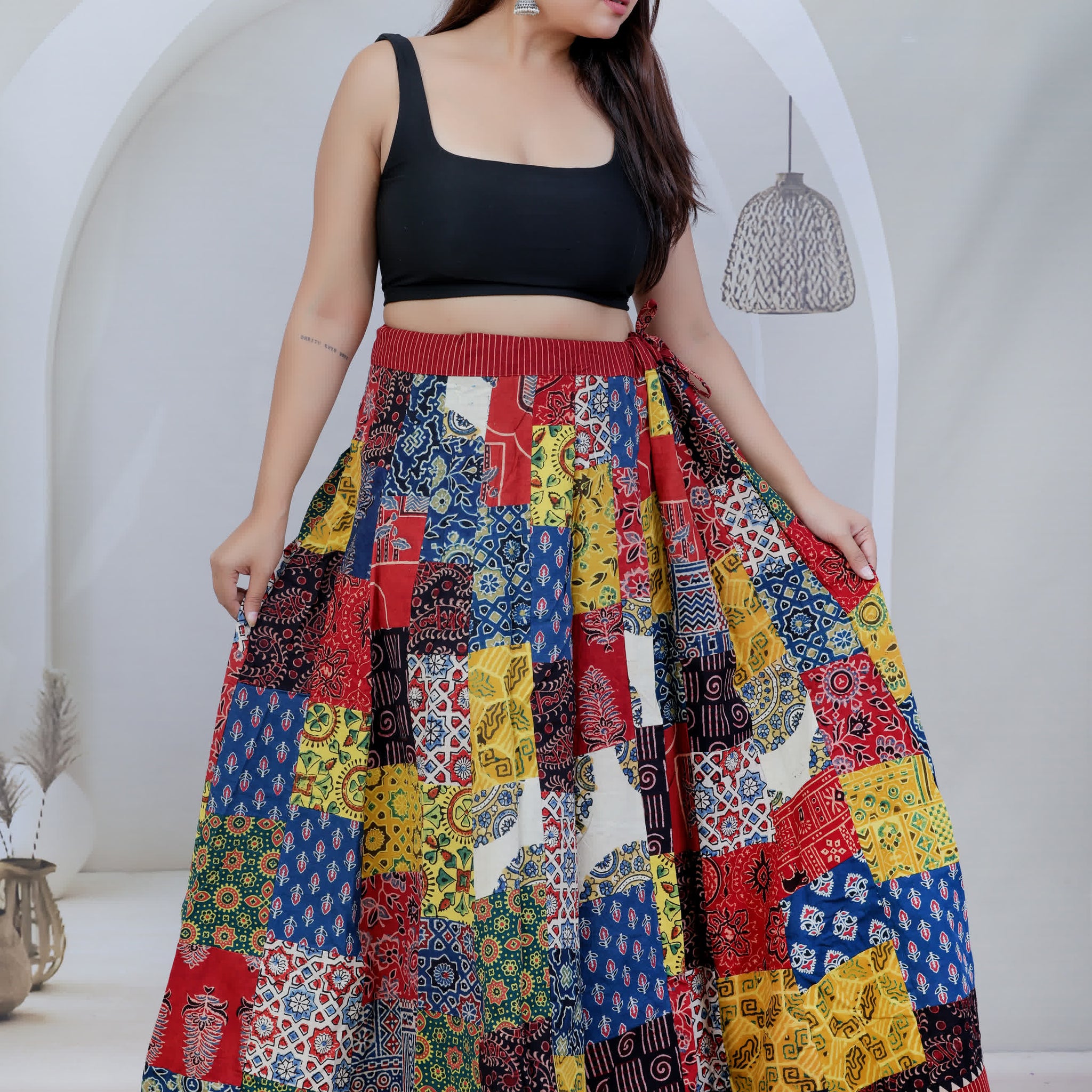 Cottom Ajarakh Patchwork Skirt