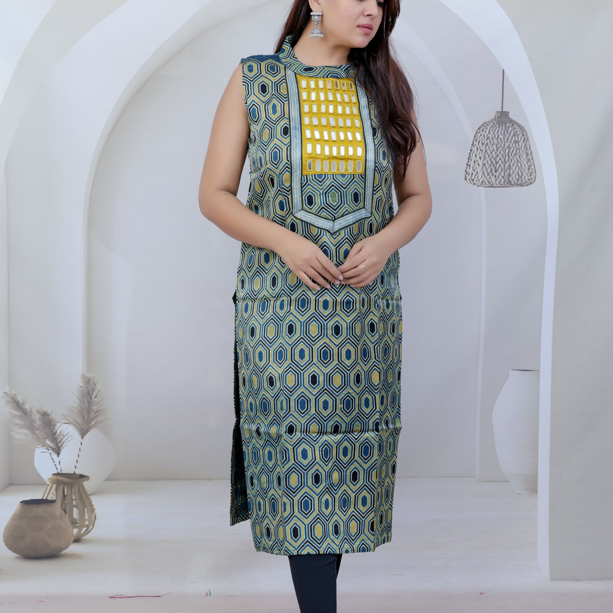 Kriti Halter Neck Mashroo Silk Kurti RAKHIYO