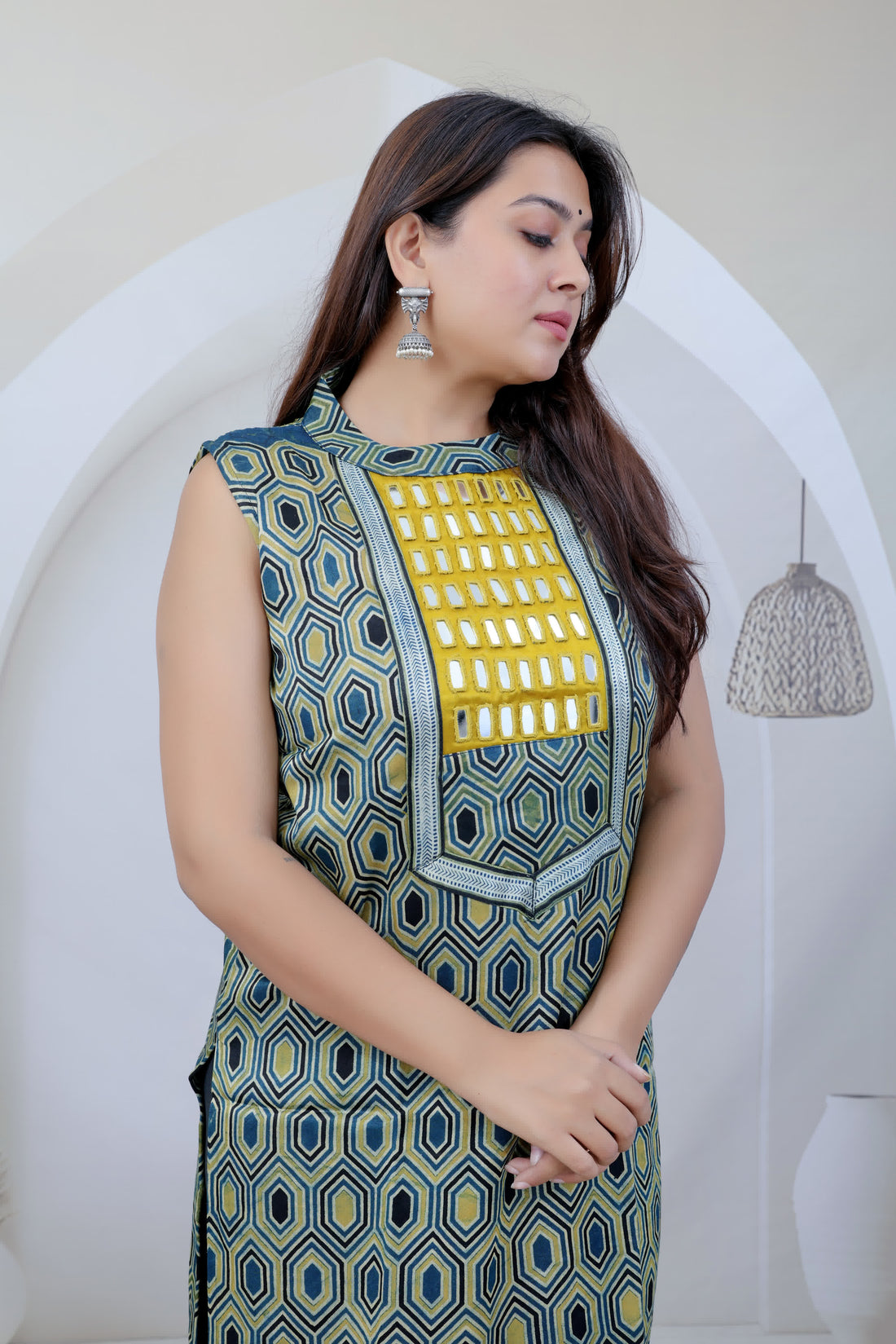 Kriti Halter Neck Mashroo Silk Kurti