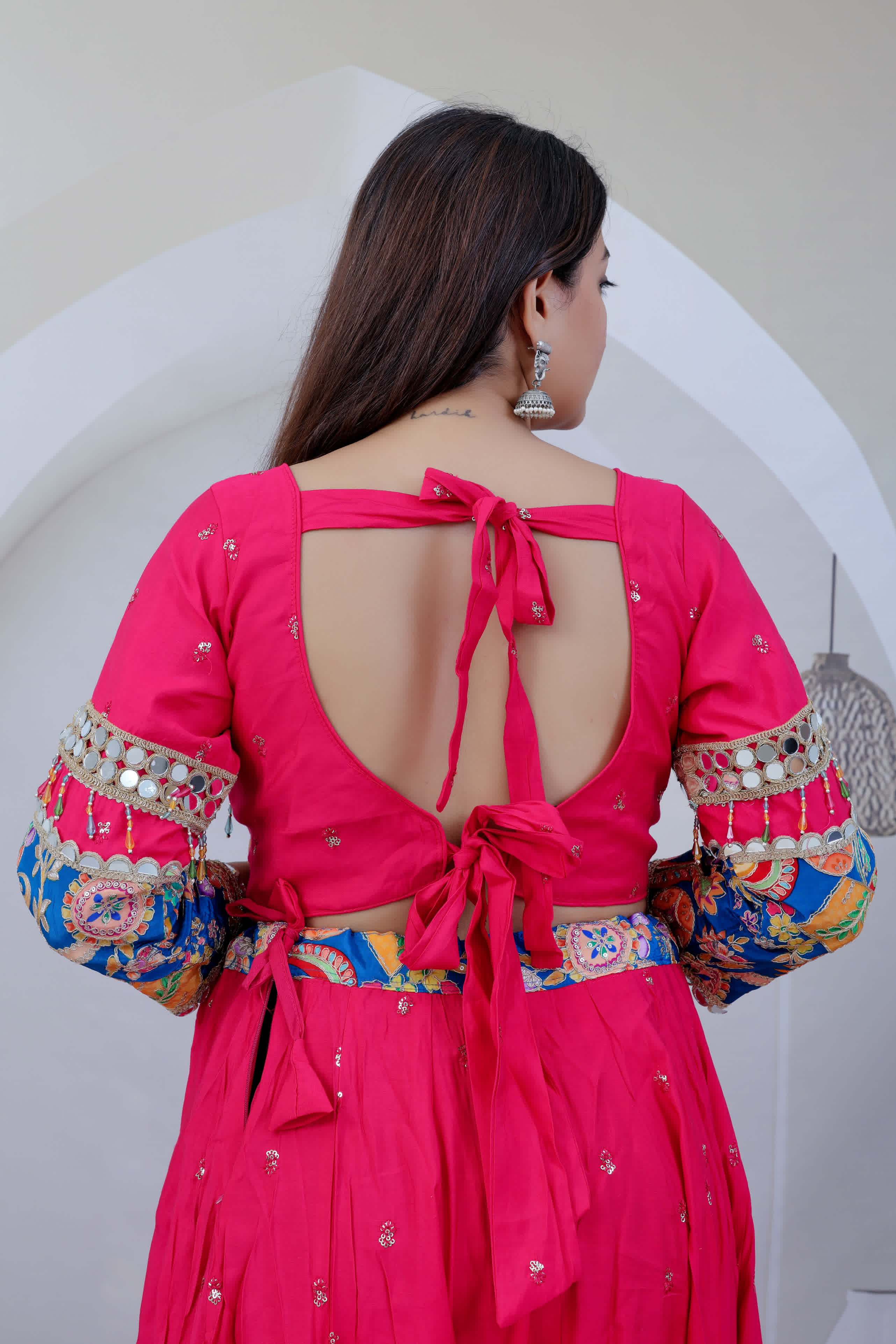 Prapti Pink Kutchhi Embroidered Soft Cotton Chaniyacholi