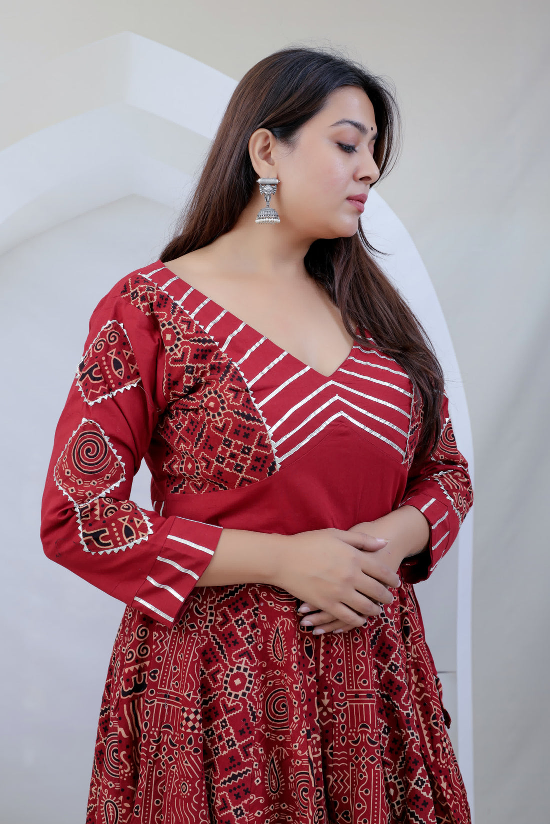 Maaya Ajarakh Kutchhi Embroidered Cotton Chaniyacholi