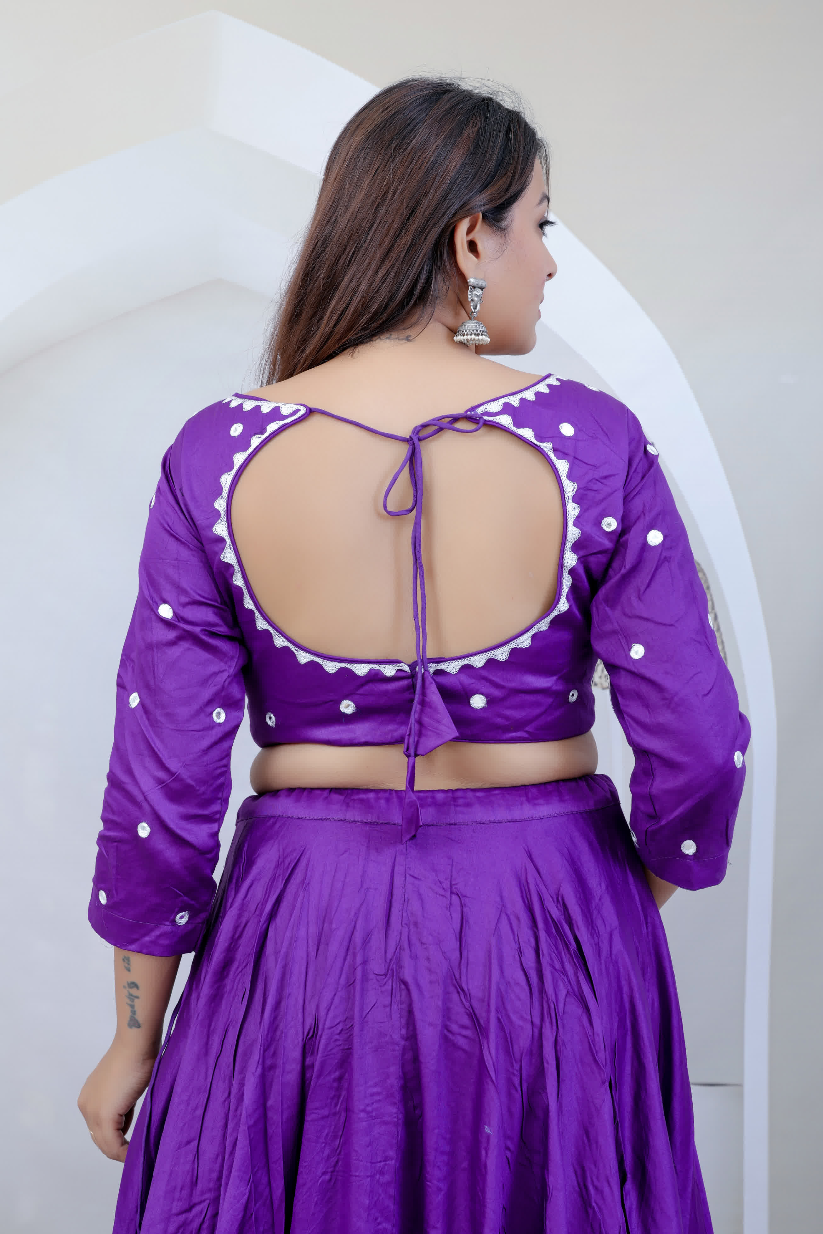 Lavanya Light Purple Kutchhi Embroidered Soft Cotton Chaniyacholi