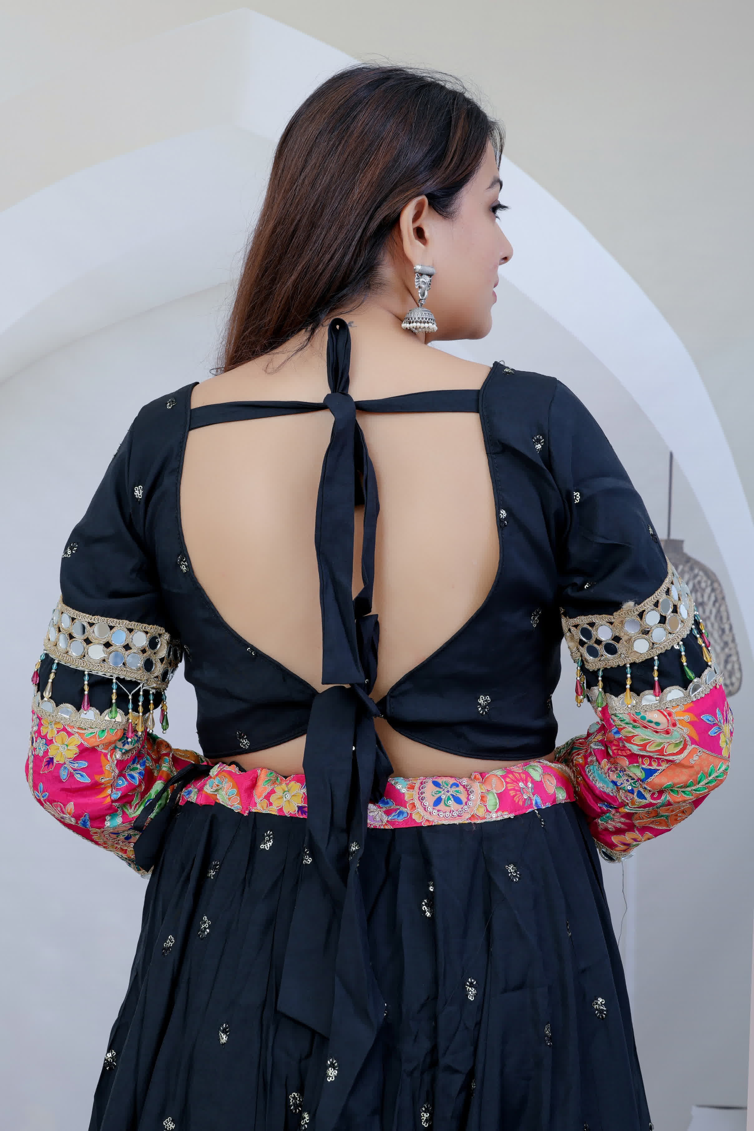 Jyoti Black Kutchhi Embroidered Soft Cotton Chaniyacholi