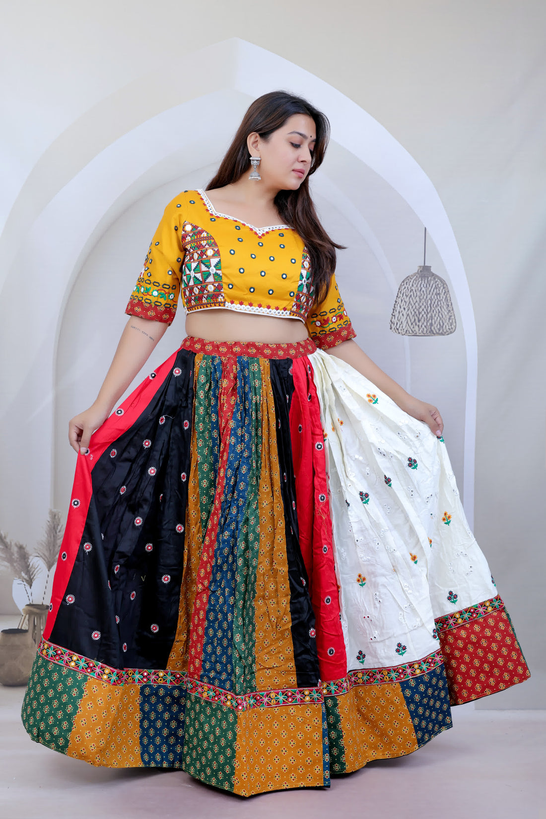 Bella Multi Kutchhi Embroidered Cotton Chaniyacholi