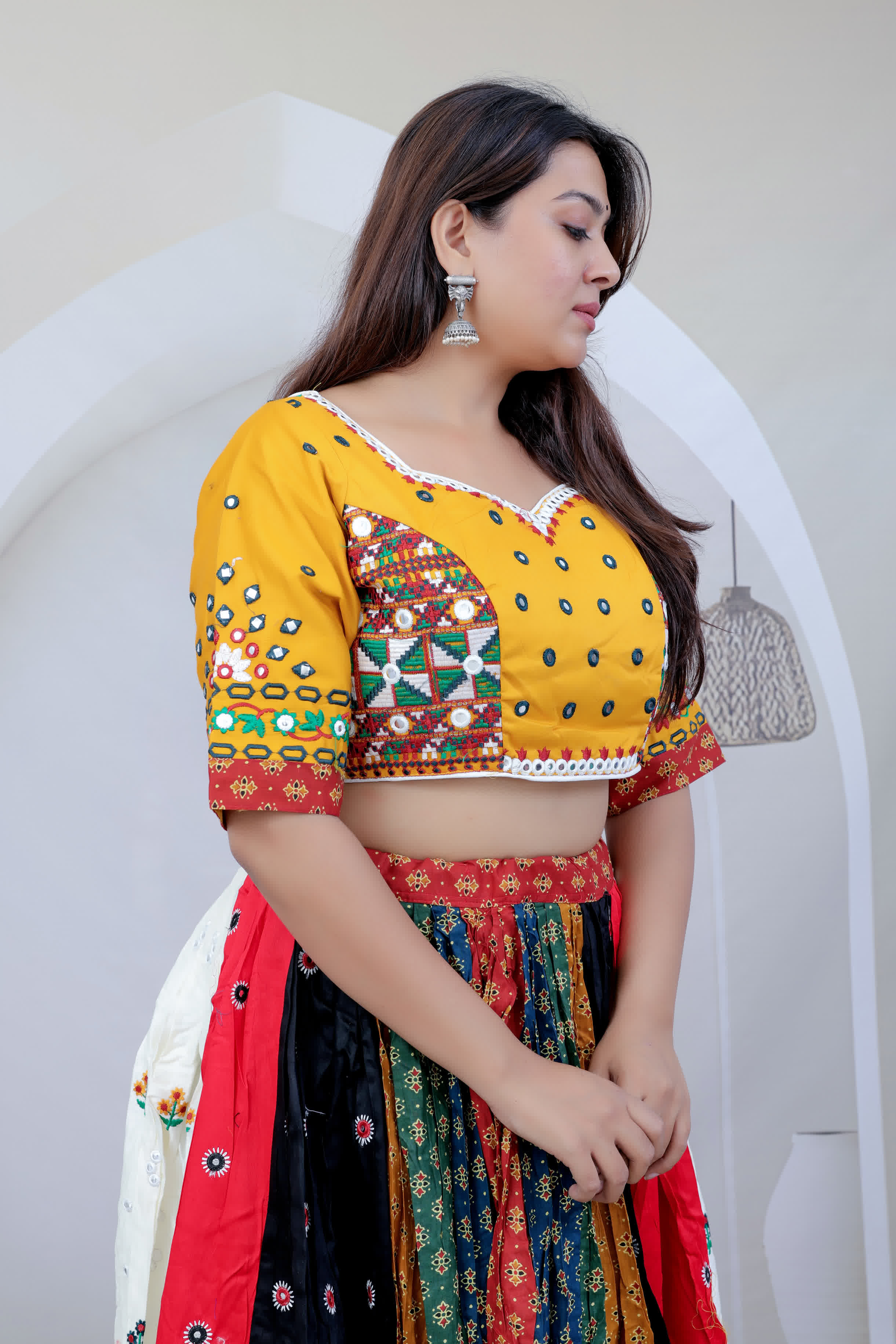 Bella Multi Kutchhi Embroidered Cotton Chaniyacholi