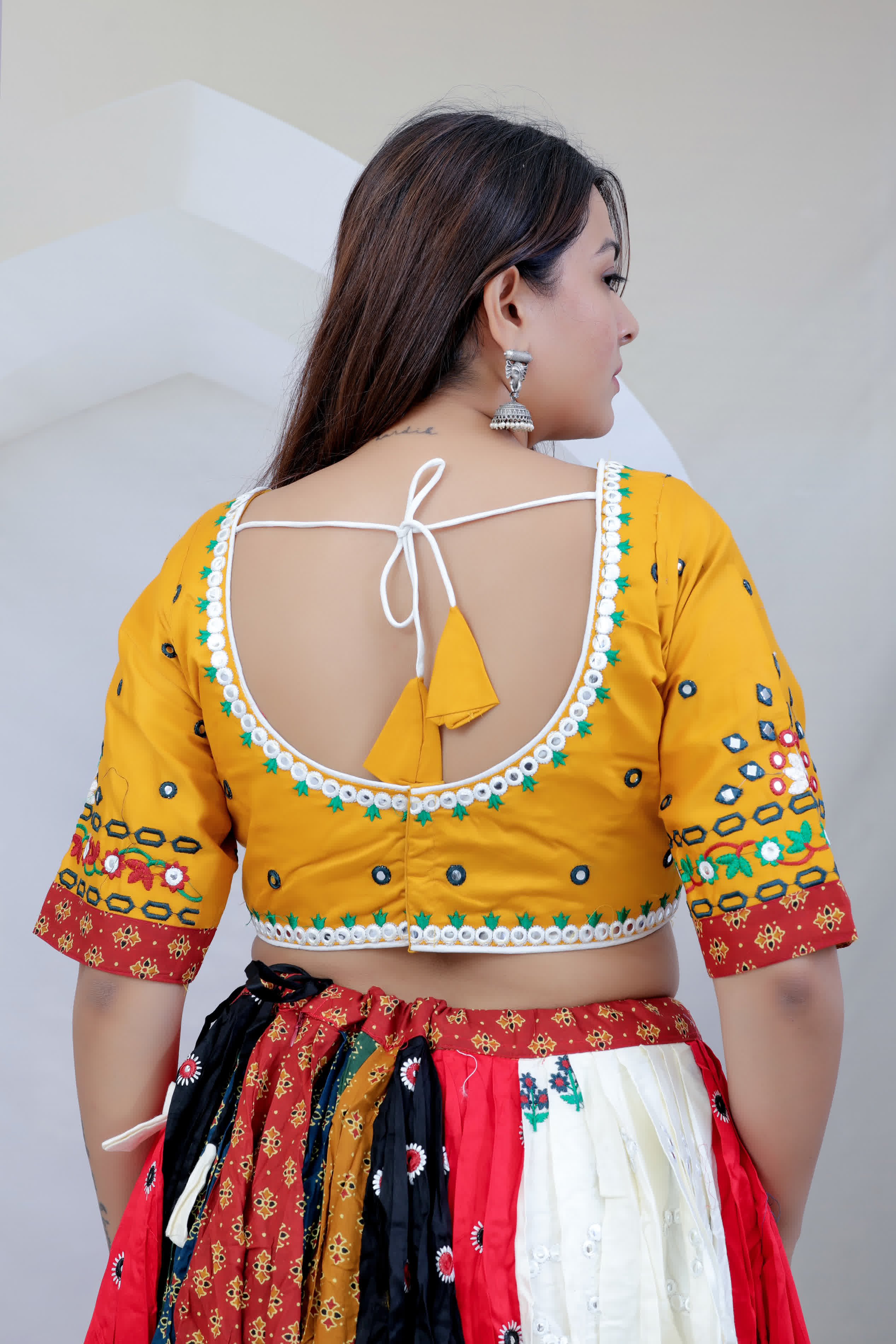 Bella Multi Kutchhi Embroidered Cotton Chaniyacholi