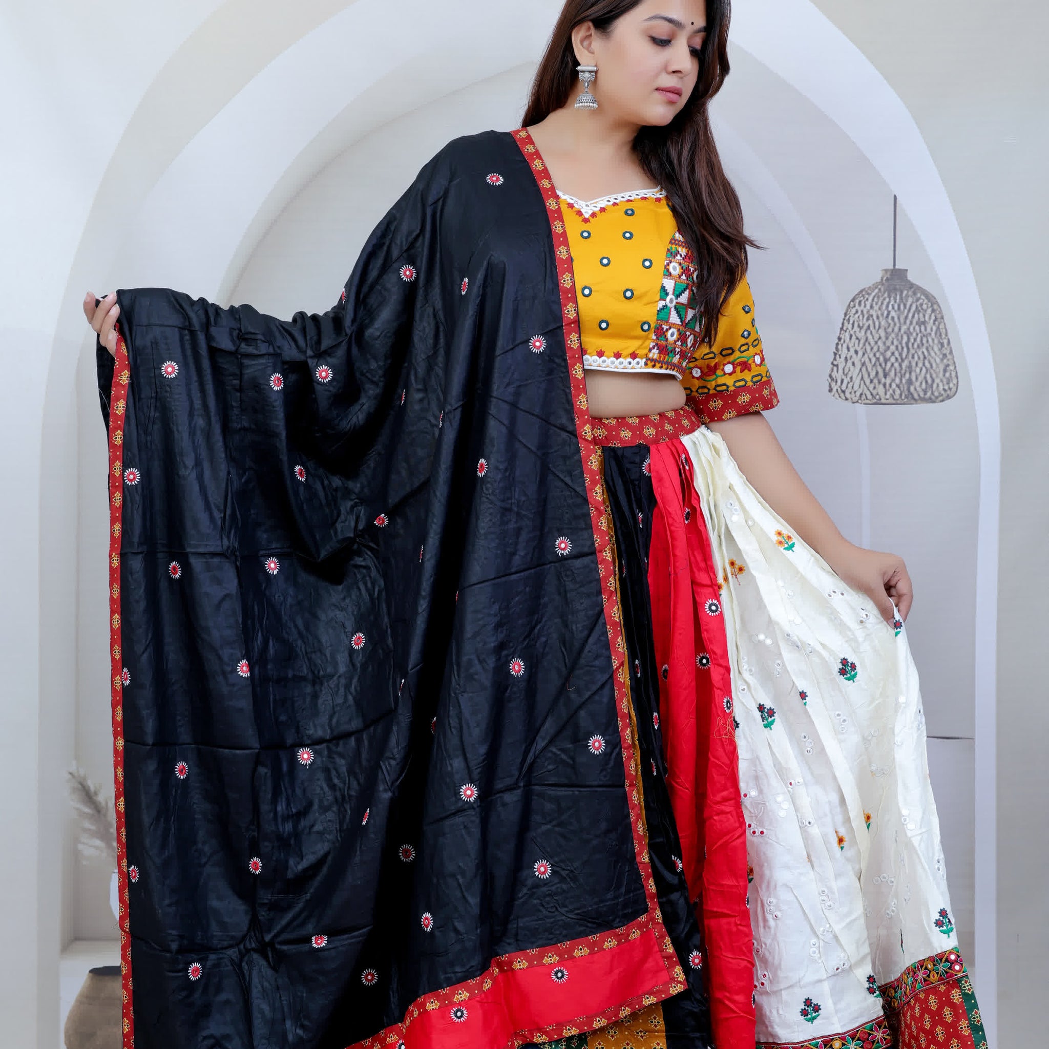 Bella Multi Kutchhi Embroidered Cotton Chaniyacholi