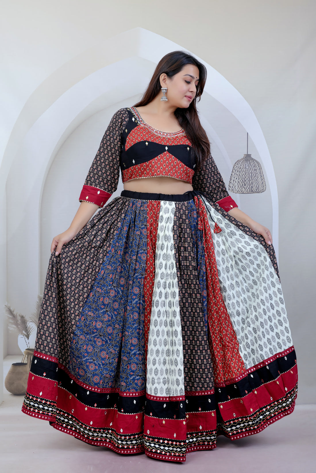 Eva Multi Black Kutchhi Soft Cotton Chaniyacholi
