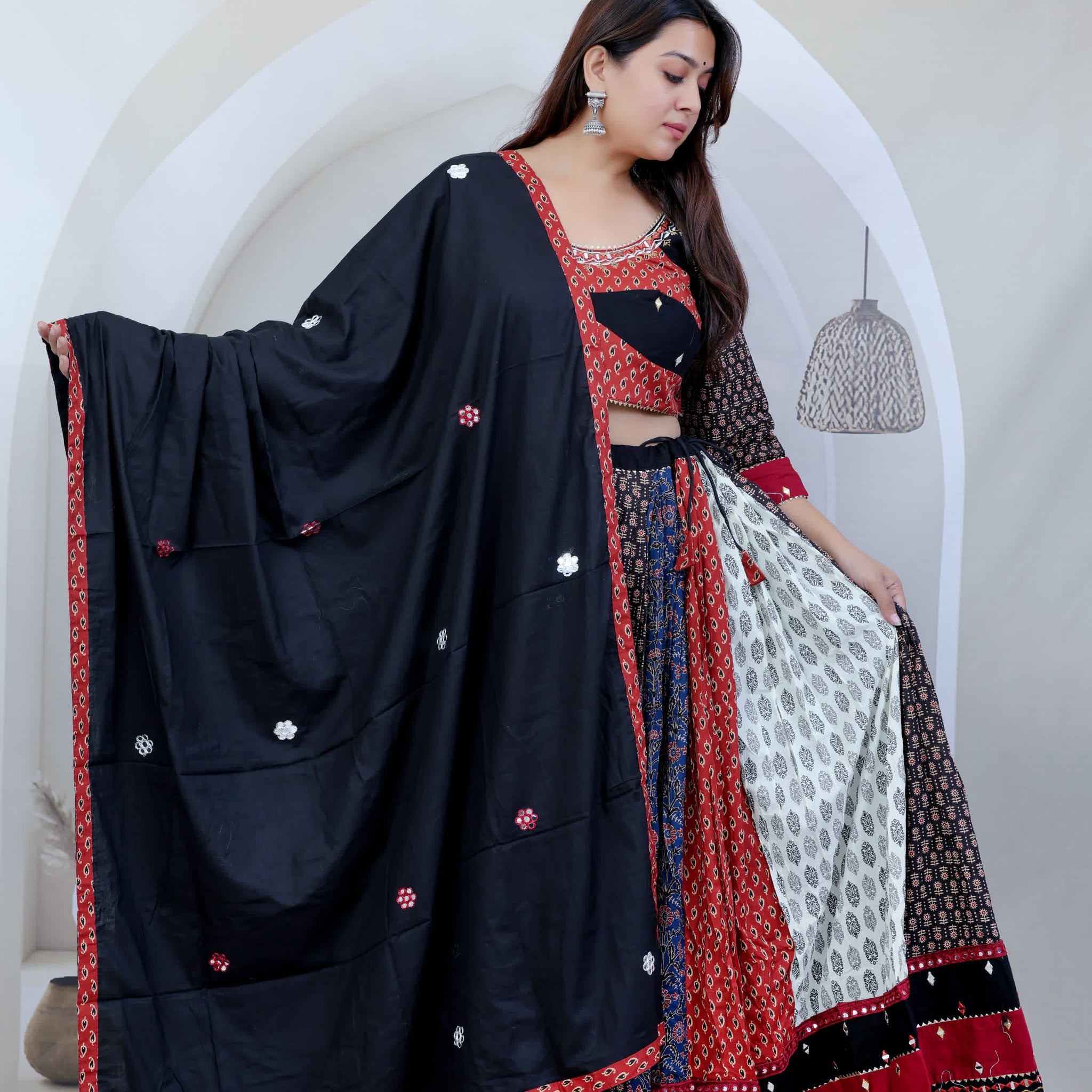 Eva Multi Black Kutchhi Soft Cotton Chaniyacholi