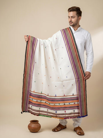 Dhabada Design Multy Handwoven Bhujodi Woolen Shawl