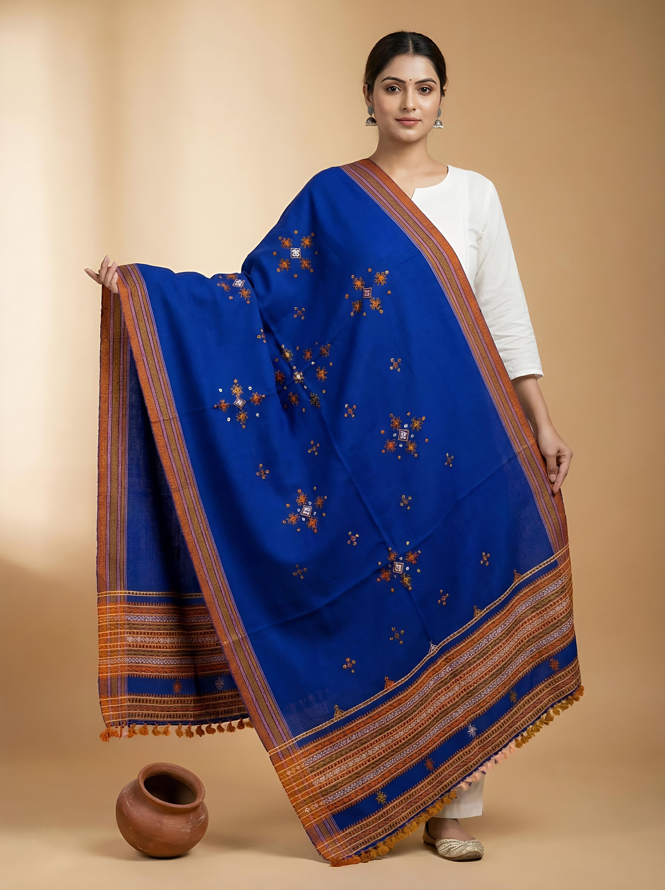 Purple Chomakh Handwoven Bhujodi Woolen Shawl