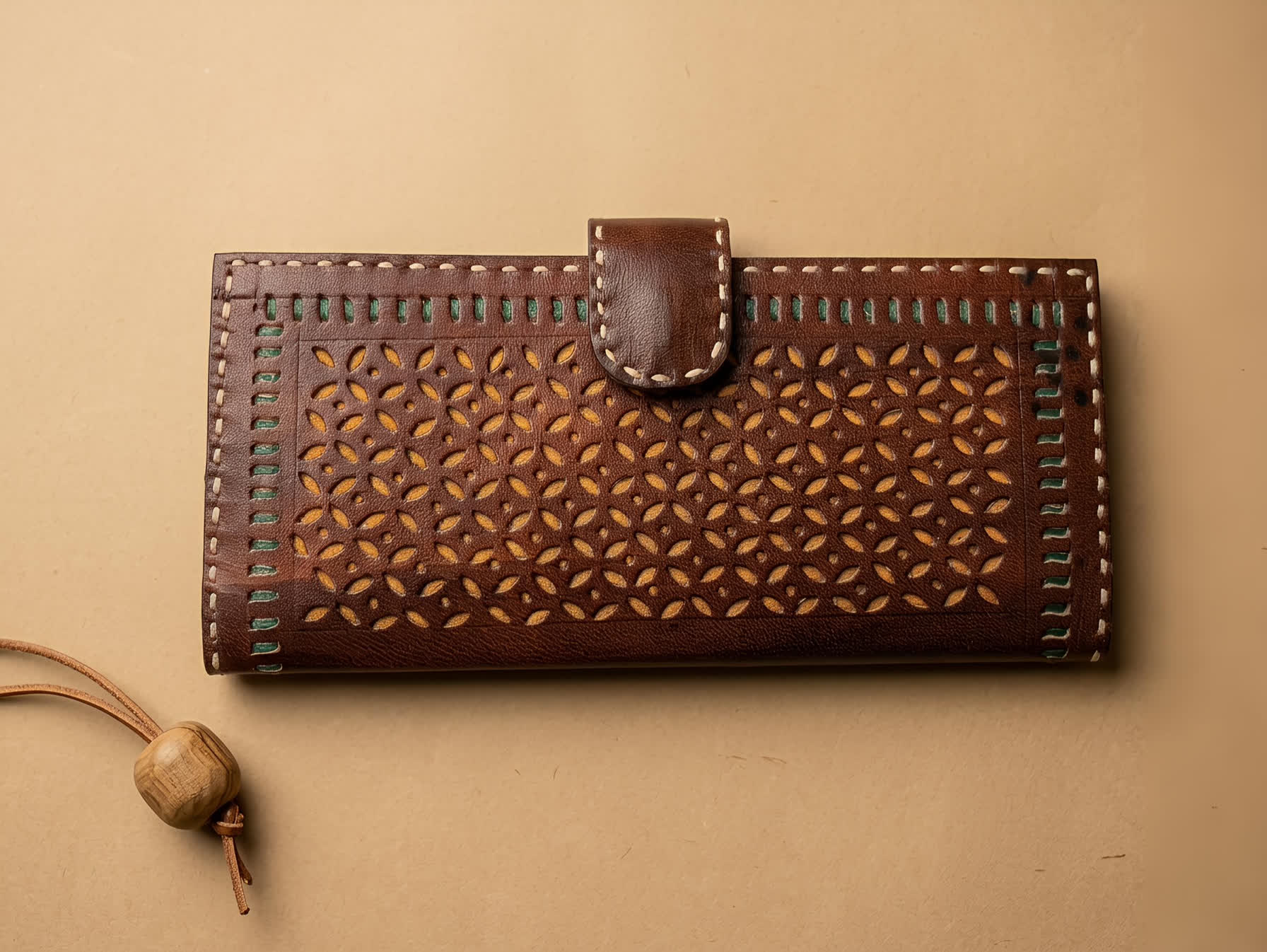 Brown Punching Handcrafted Leather Wallet