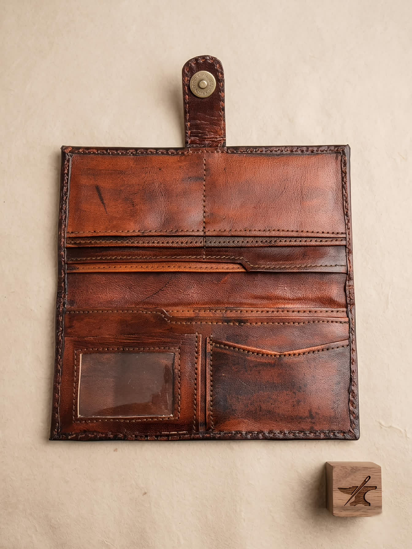 Brown Punching Handcrafted Leather Wallet