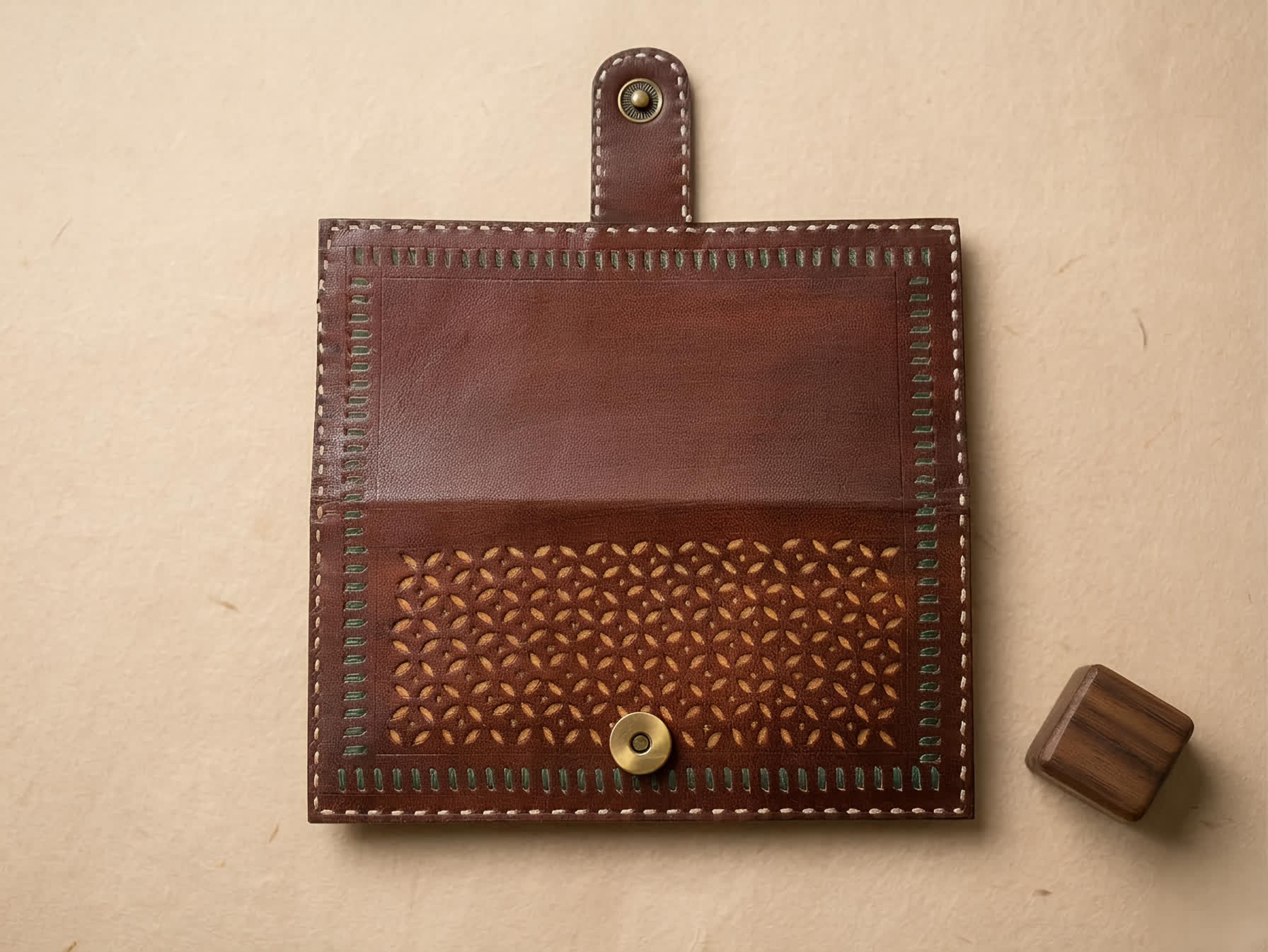 Brown Punching Handcrafted Leather Wallet