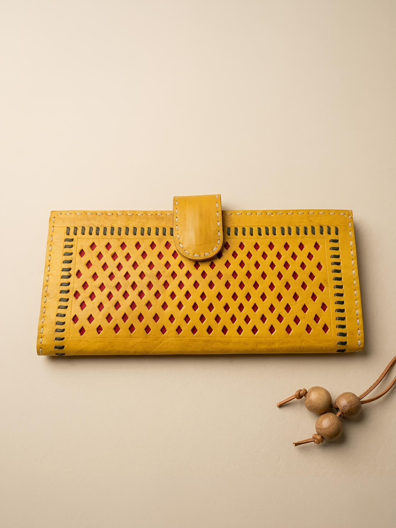 Yellow Punching Handcrafted Leather Wallet