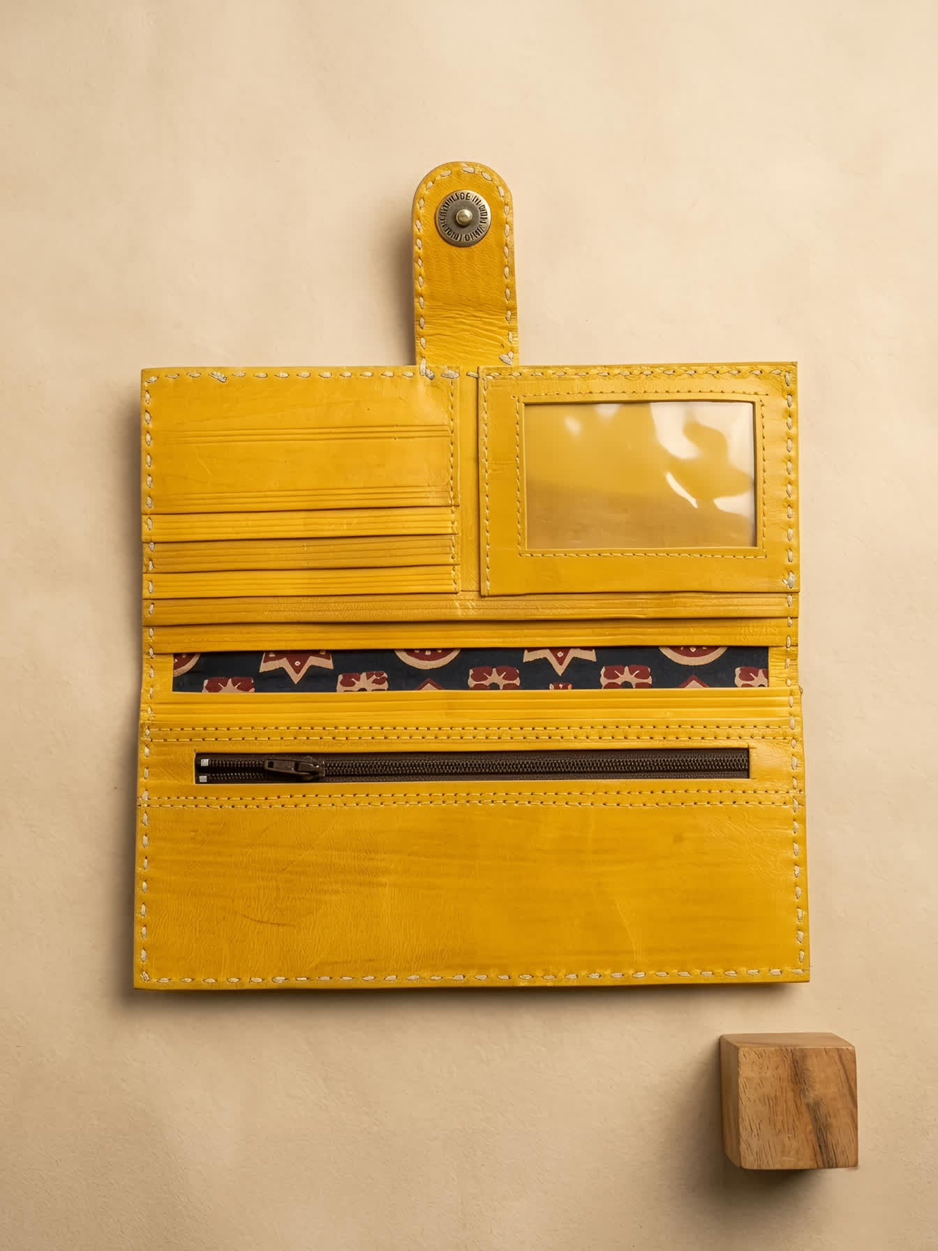Yellow Punching Handcrafted Leather Wallet